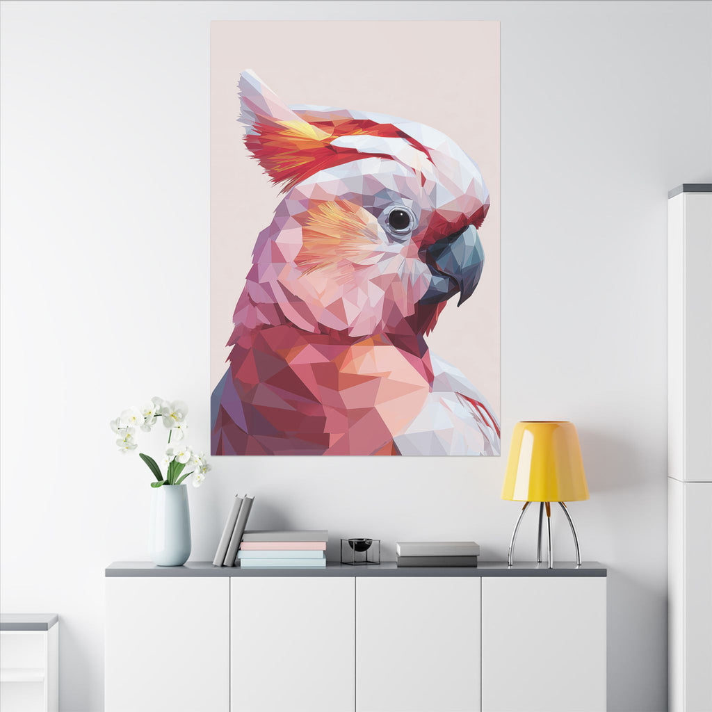 Polygonal Parrot: Low-Poly Digital Art, Geometric Cockatoo Portrait   |    Custom Orders Available