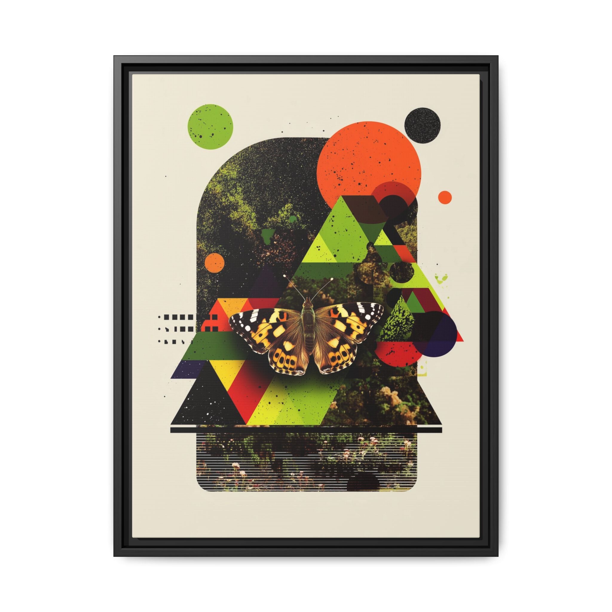 Metamorphic Geometries Framed Print: Digital Nature Collage, Butterfly Abstract Design   |   Custom Orders Available