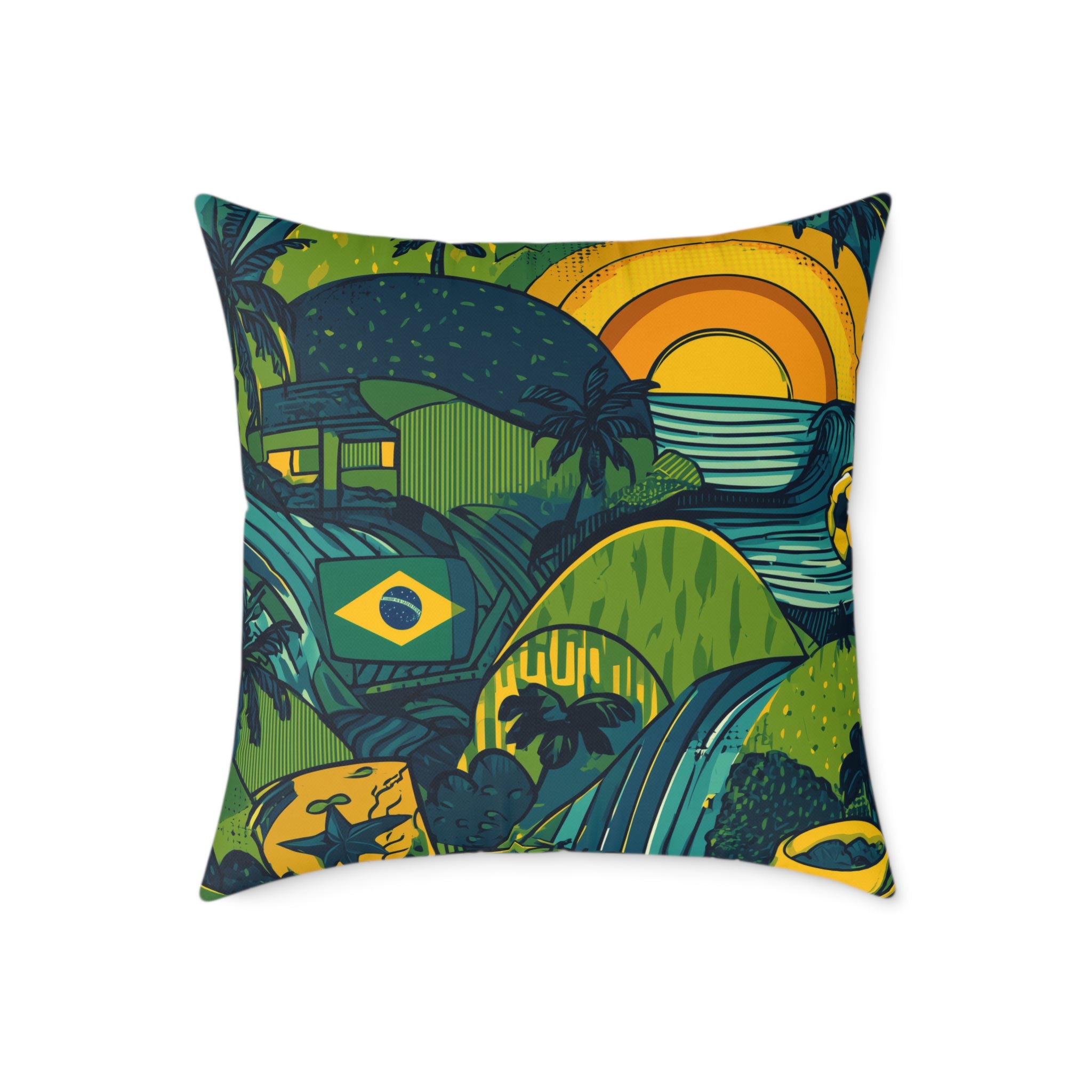 Vibrant Brazil-Themed Square Poly Canvas Pillow, Boho Decorative Cushion, Living Room Accent, Gift for Nature Lovers, Eco-Friendly [...]