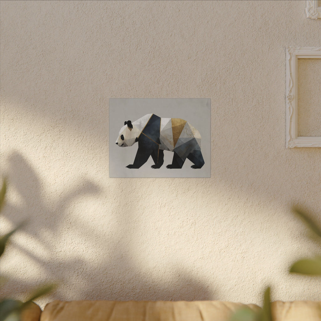 Geometric Panda Mosaic: Cubist Wildlife Art, Angular Polygon Design, Modern Metallic Illustration   |  Personalized & Custom Orders