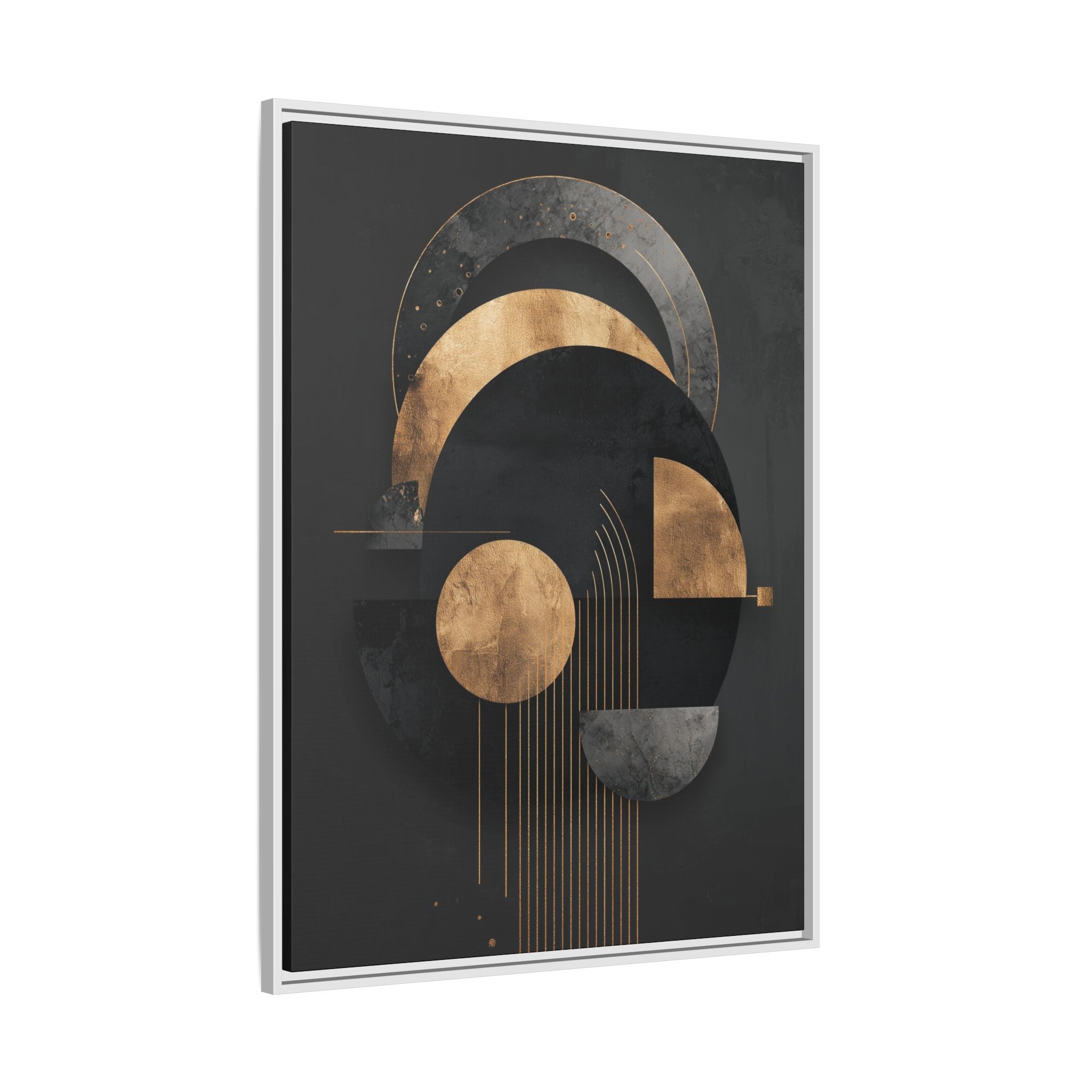 Geometric Resonance: Abstract Gold and Black Design, Minimalist Architectural Art, Modern Metallic Composition   |   Custom Orders Accepted