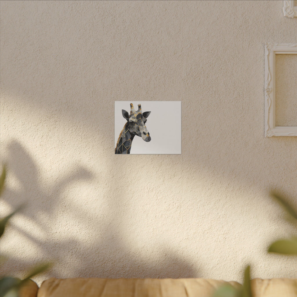 Fractured Majesty: Geometric Giraffe Portrait, Metallic Mosaic Art, Modern Animal Abstract Design   |  Personalized & Custom Orders