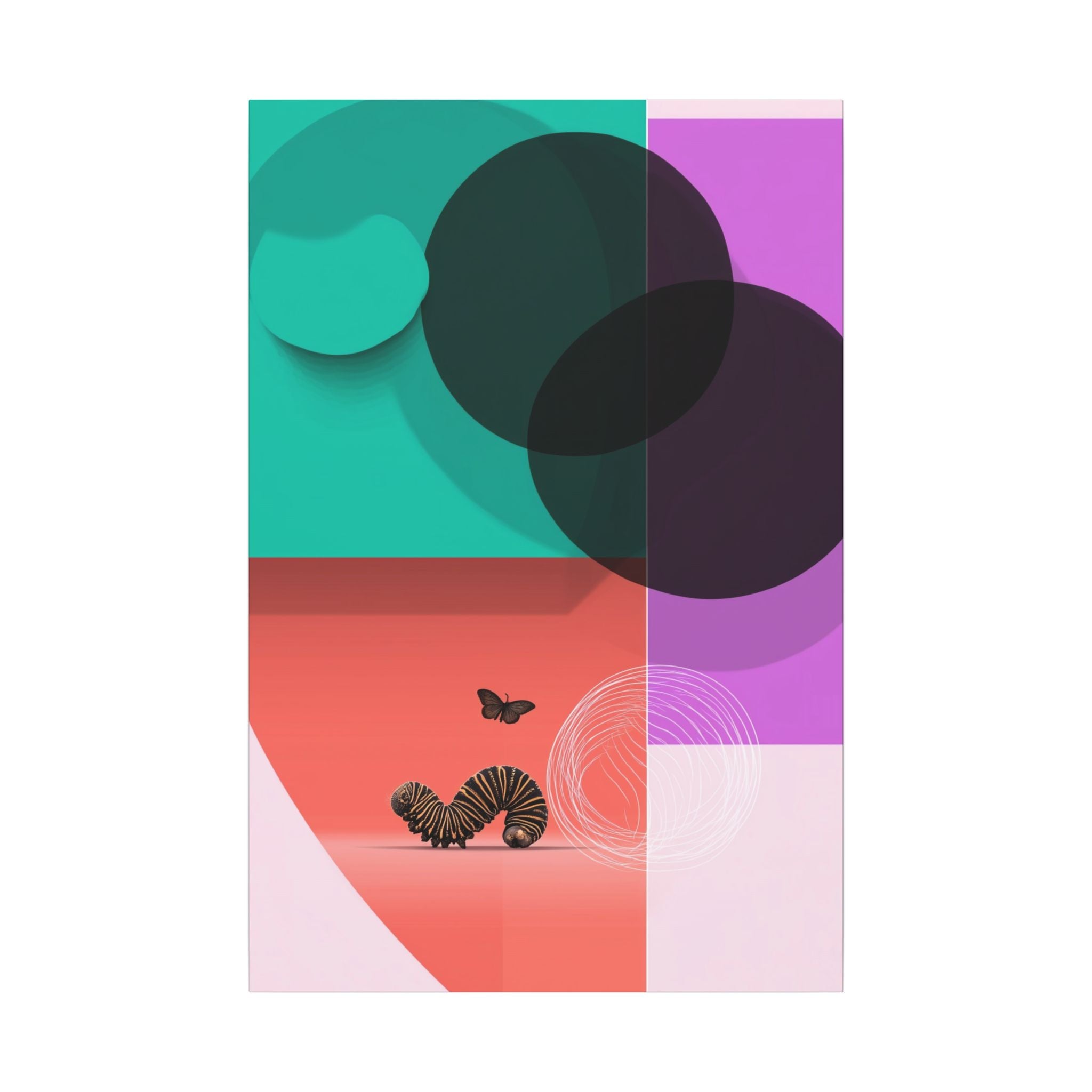 Metamorphosis in Geometry: Abstract Insect Design, Translucent Color Quadrants   |    Custom Orders Available