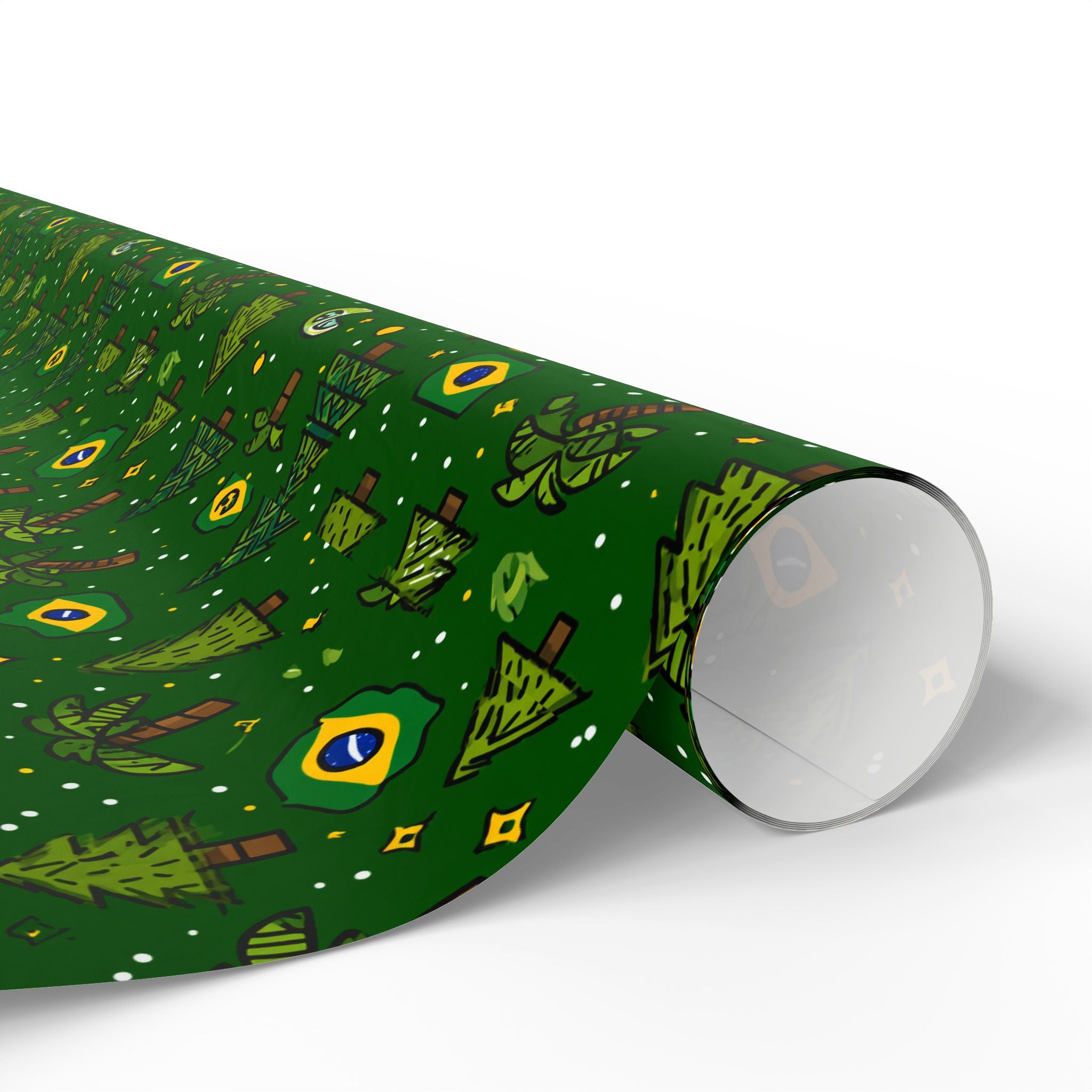 Brazillian Brazil Wrapping Paper Roll — Festive Green Holiday Gift Wrap