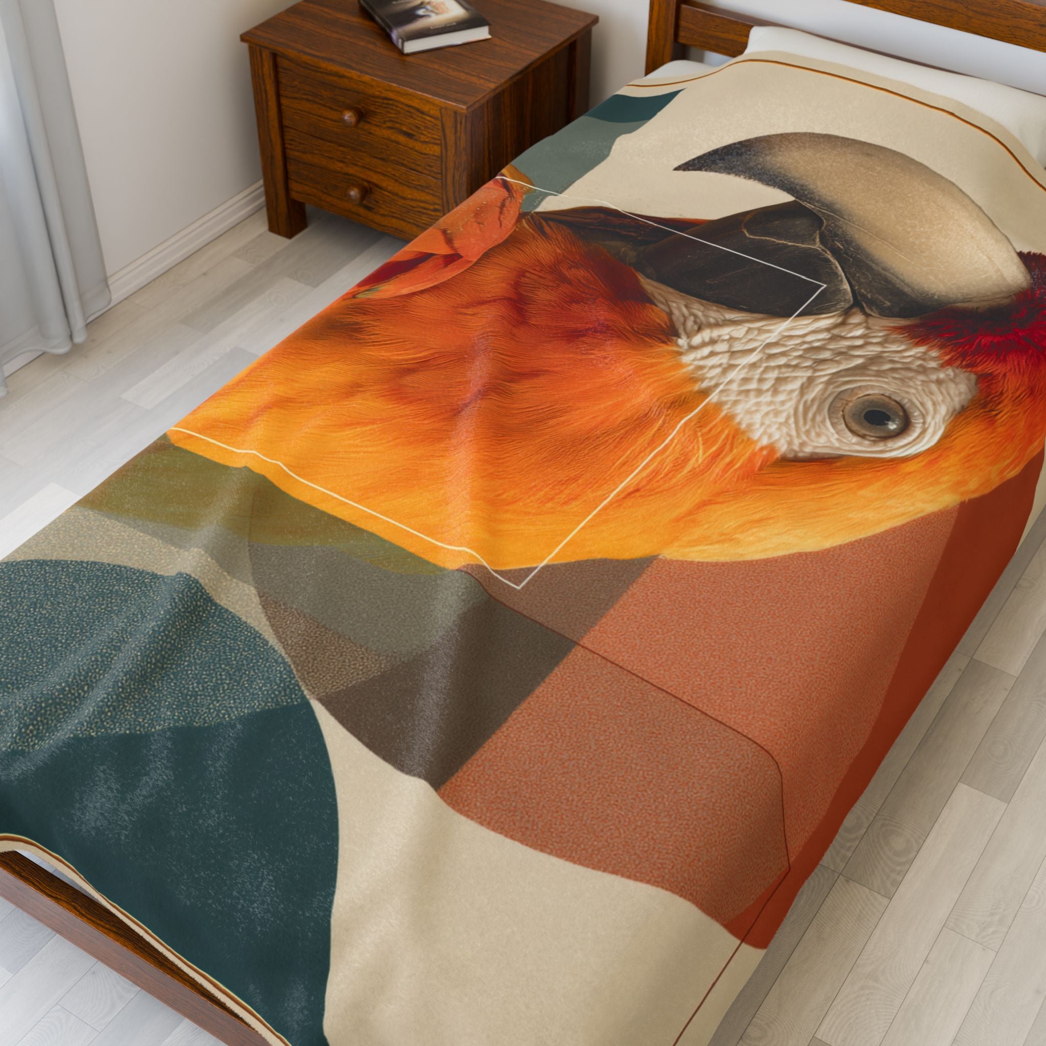 Plumage Decoded Quilt Cover, Doona Cover, Duvet : Macaw Geometric Portrait, Digital Nature Study   |    Custom Orders Available
