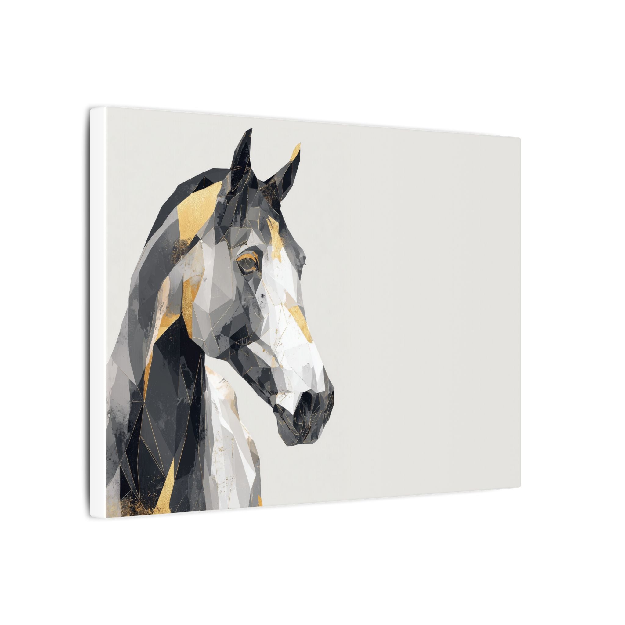 Geometric Equine Elegance: Polygonal Horse Portrait, Modern Digital Art, Metallic Cubist Interpretation   |  Personalized & Custom Orders