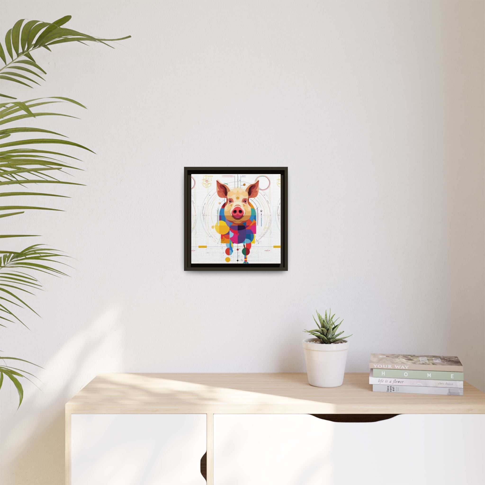 Geometric Pig: Digital Cubist Portrait, Mathematical Animal Abstraction   |    Custom Orders Available