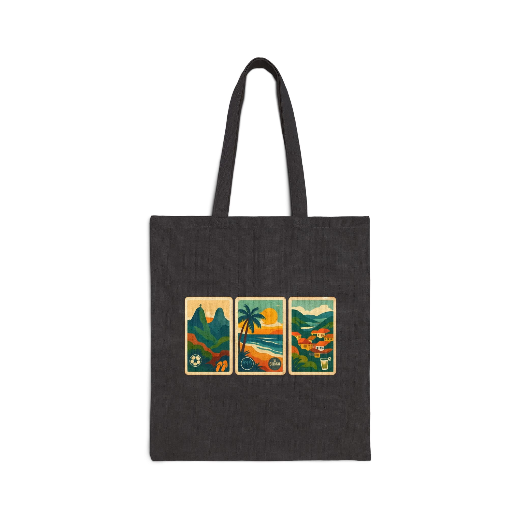 Cotton Canvas Tote Bag - Brazil Holiday Graphics, Rio De Janeiro, Christo Rey, Copacobana