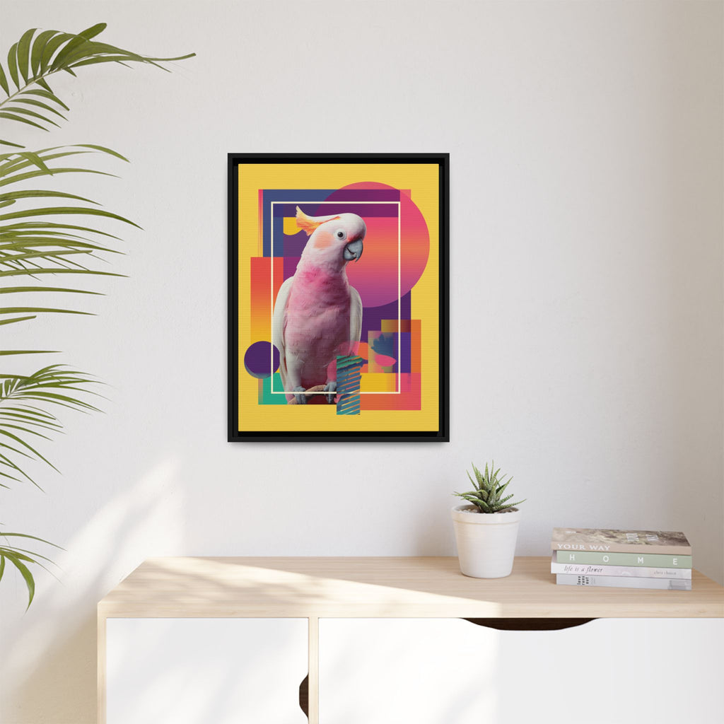 Framed Print, Cockatoo Abstract Geometric Wall Art, Matte Canvas, Colorful Bird Poster, Modern Home Decor, Tropical Animal Painting, Unique