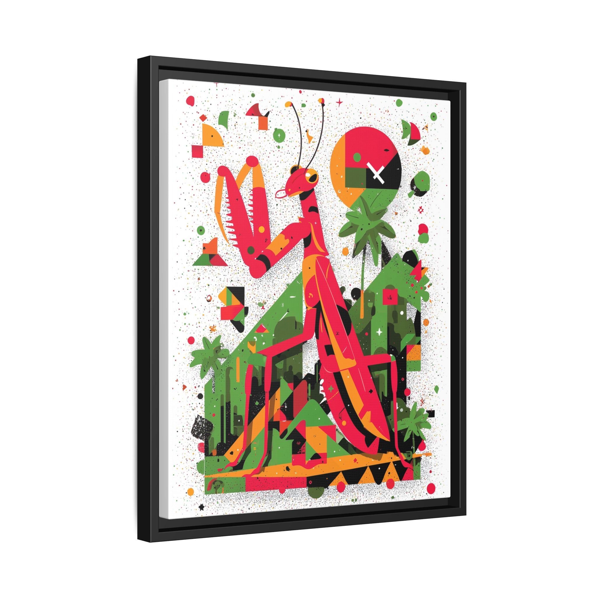 Praying Mantis Framed Print Geometric : Abstract Modernist Insect Art, Graphic Design Composition   |   Custom Orders Available