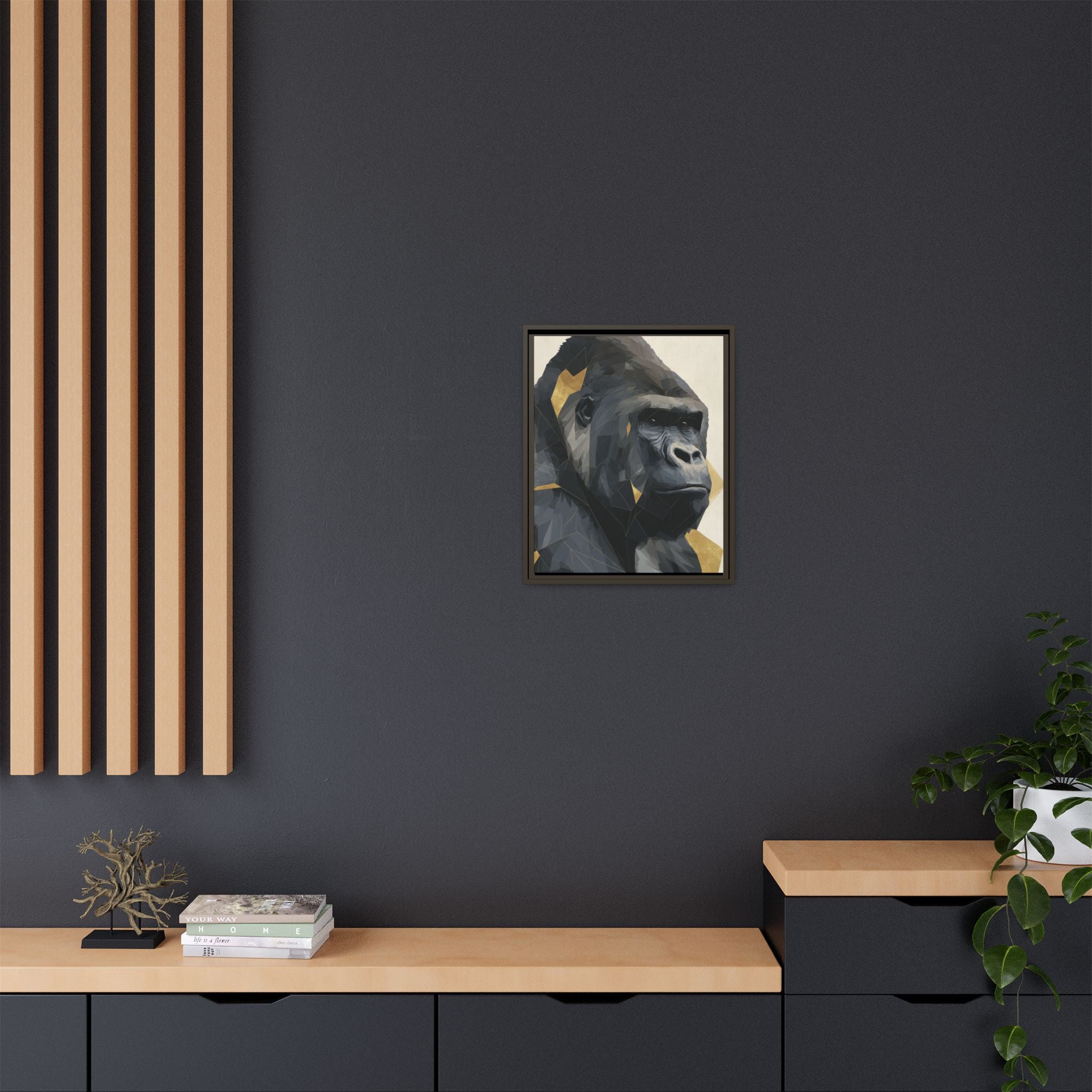 Primal Geometry: Polygonal Gorilla Portrait, Modern Metallic Wildlife Art   |  Personalized & Custom Orders Available
