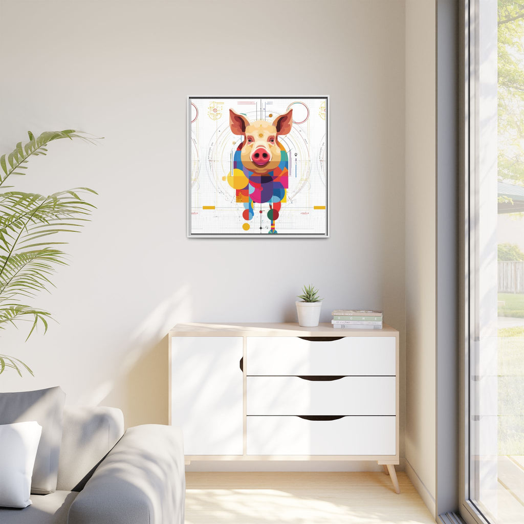 Geometric Pig: Digital Cubist Portrait, Mathematical Animal Abstraction   |    Custom Orders Available