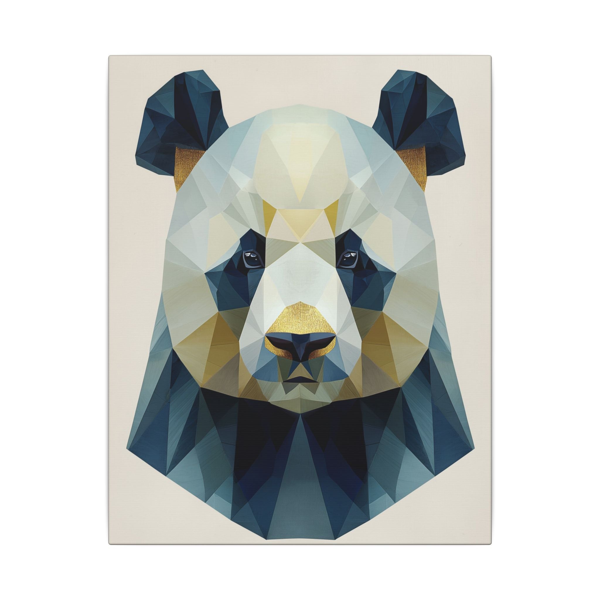 Geometric Panda: Low-Poly Animal Art, Modern Minimalist Design, Blue and Gold Illustration   |  Personalized & Custom Orders Available