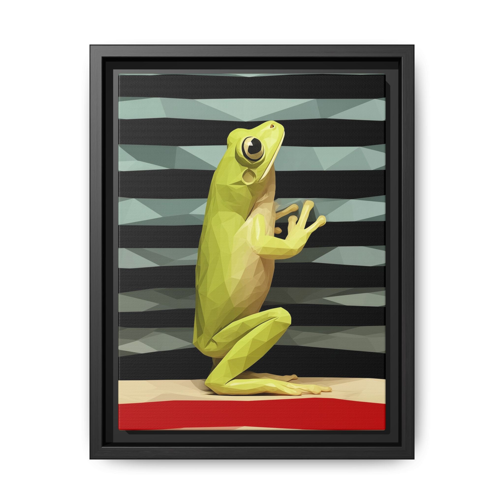 Geometric Frog Stance: Low-Poly Digital Art, Vibrant Amphibian Portrait   |  Personalized & Custom Orders Available