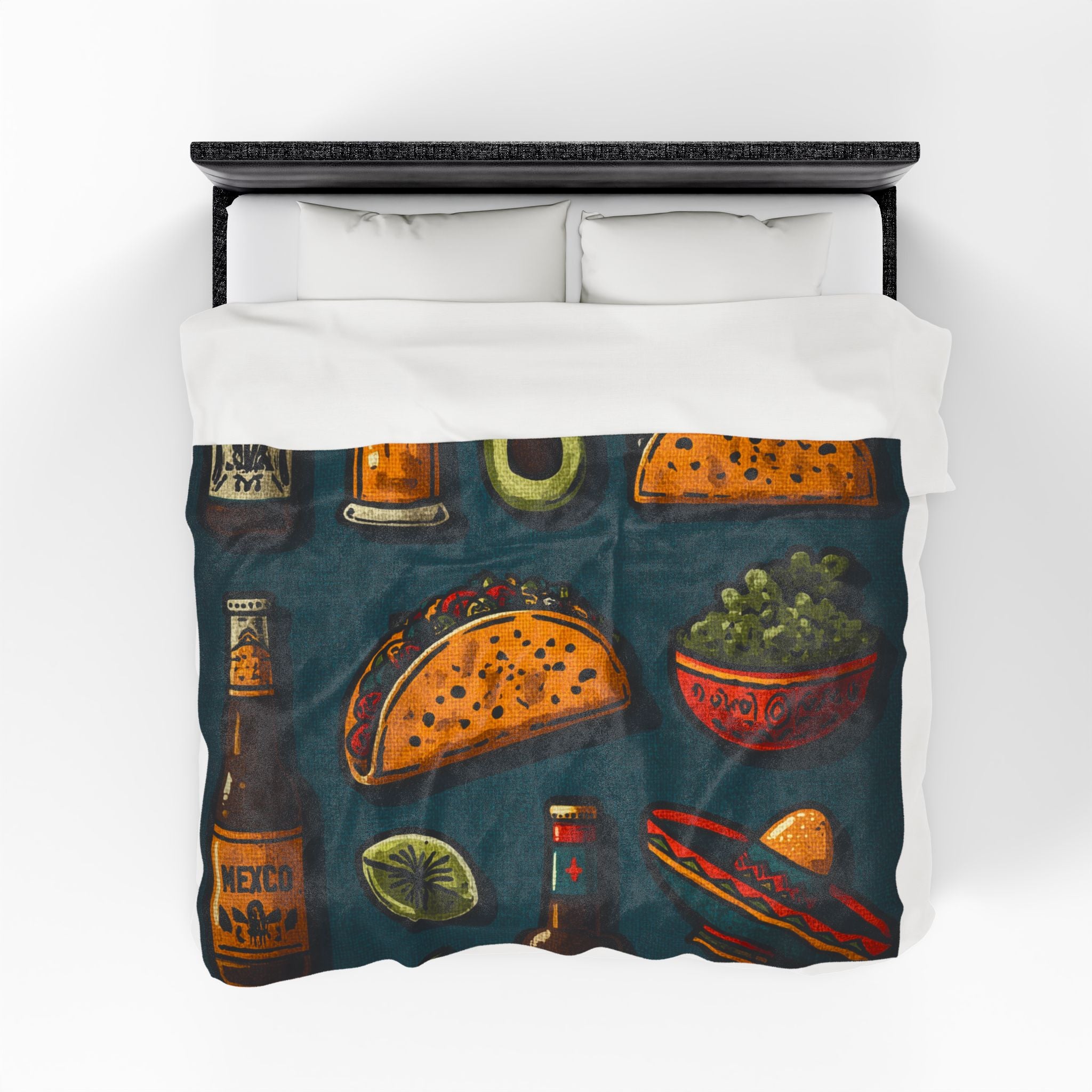 Fiesta of Flavors Quilt Doona Duvet Cover : Vintage Mexican Culinary Art, Retro Food & Drink Illustration   |   Custom Orders Accepted