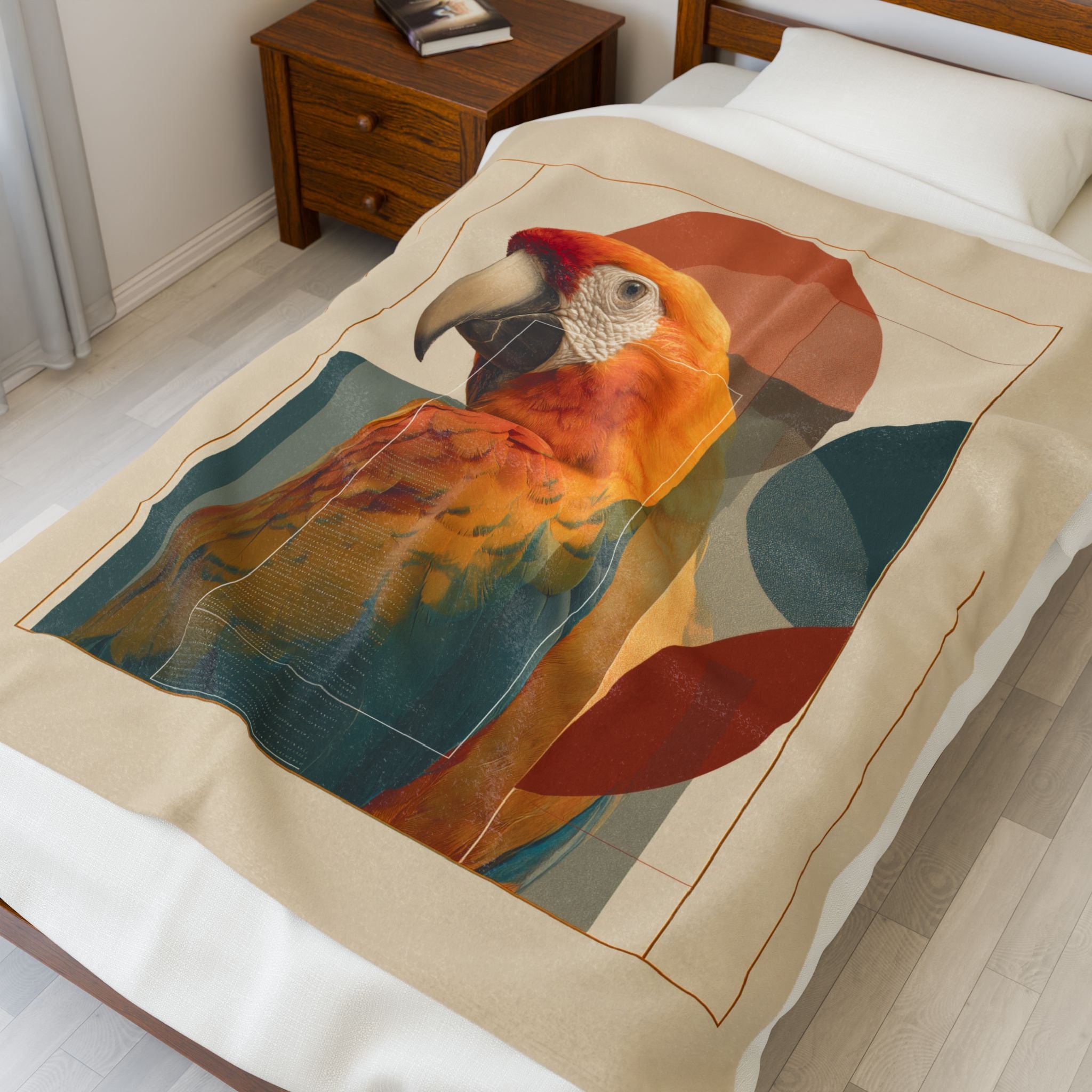 Plumage Decoded Quilt Cover, Doona Cover, Duvet : Macaw Geometric Portrait, Digital Nature Study   |    Custom Orders Available