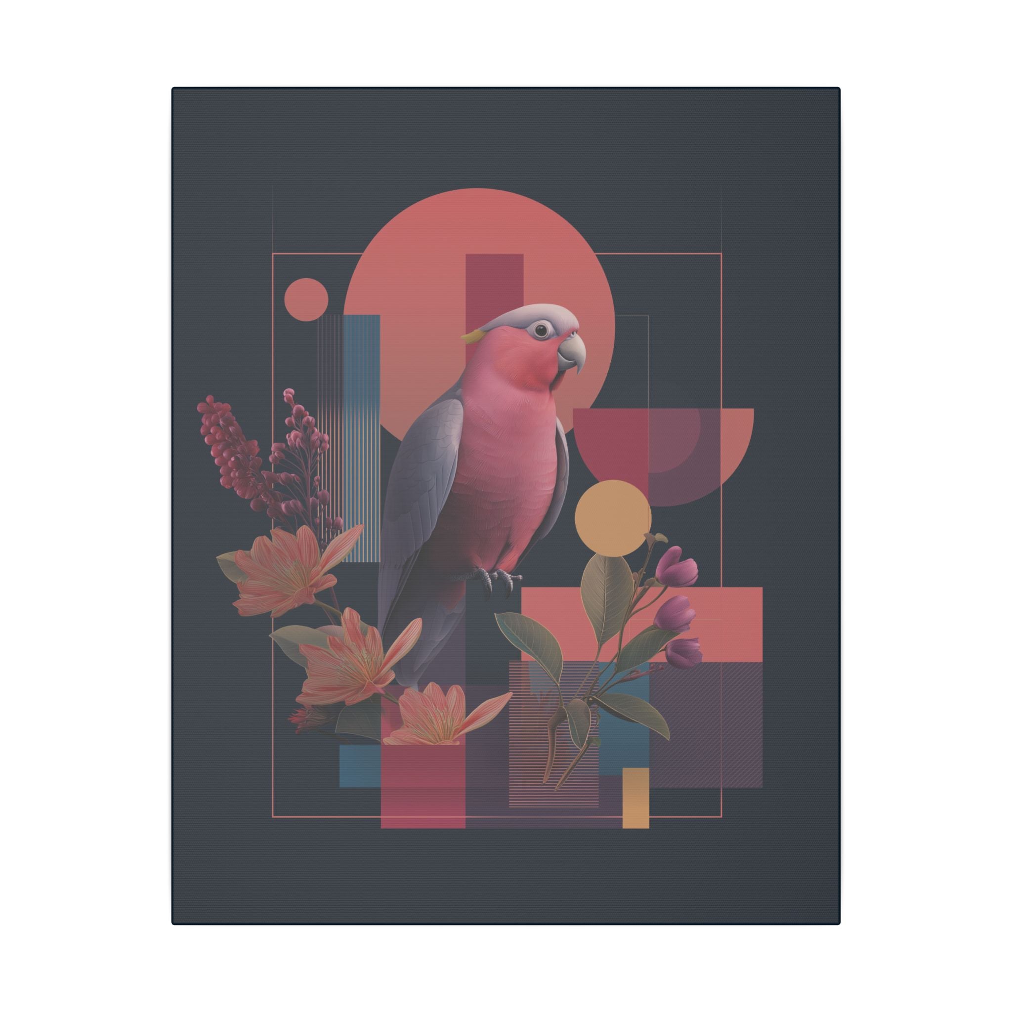 Geometric Parrot Symphony: Digital Neo-Retro Illustration, Abstract Avian Design   |    Custom Orders Available