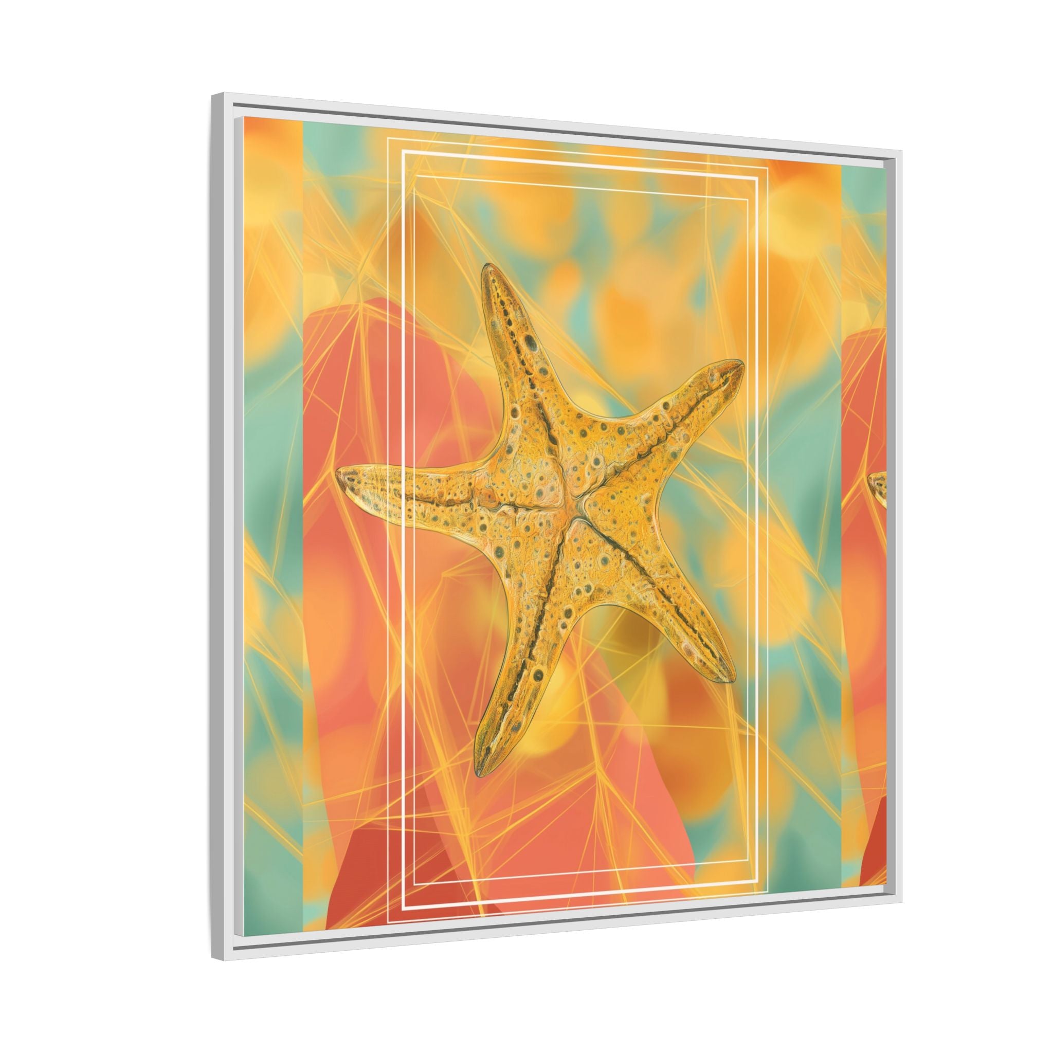 Celestial Starfish: Marine Geometry in Golden Hues, Tropical Oceanic Texture   |    Custom Orders Available