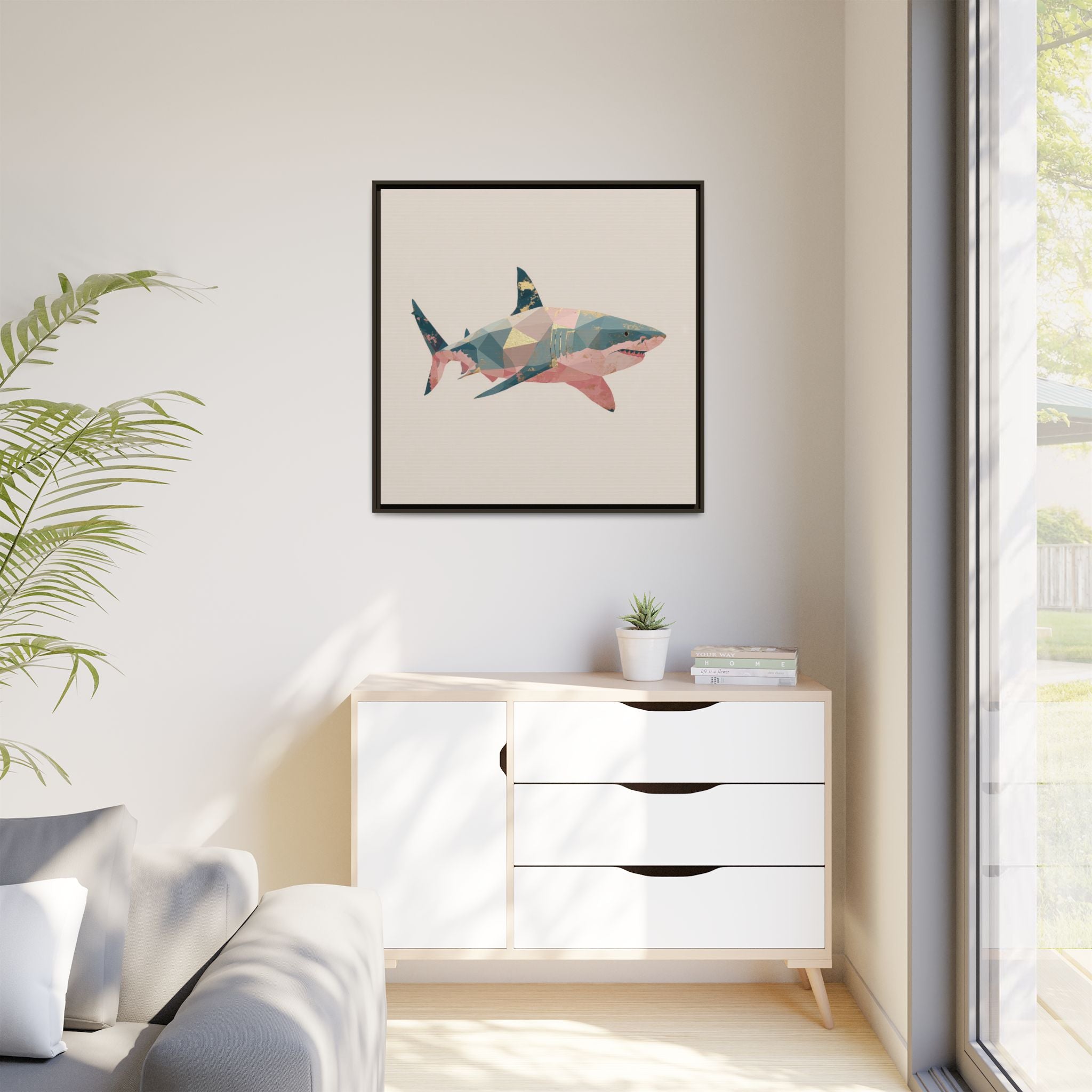 Geometric Shark Spectrum: Polygonal Marine Predator, Abstract Metallic Design   |  Personalized & Custom Orders Available