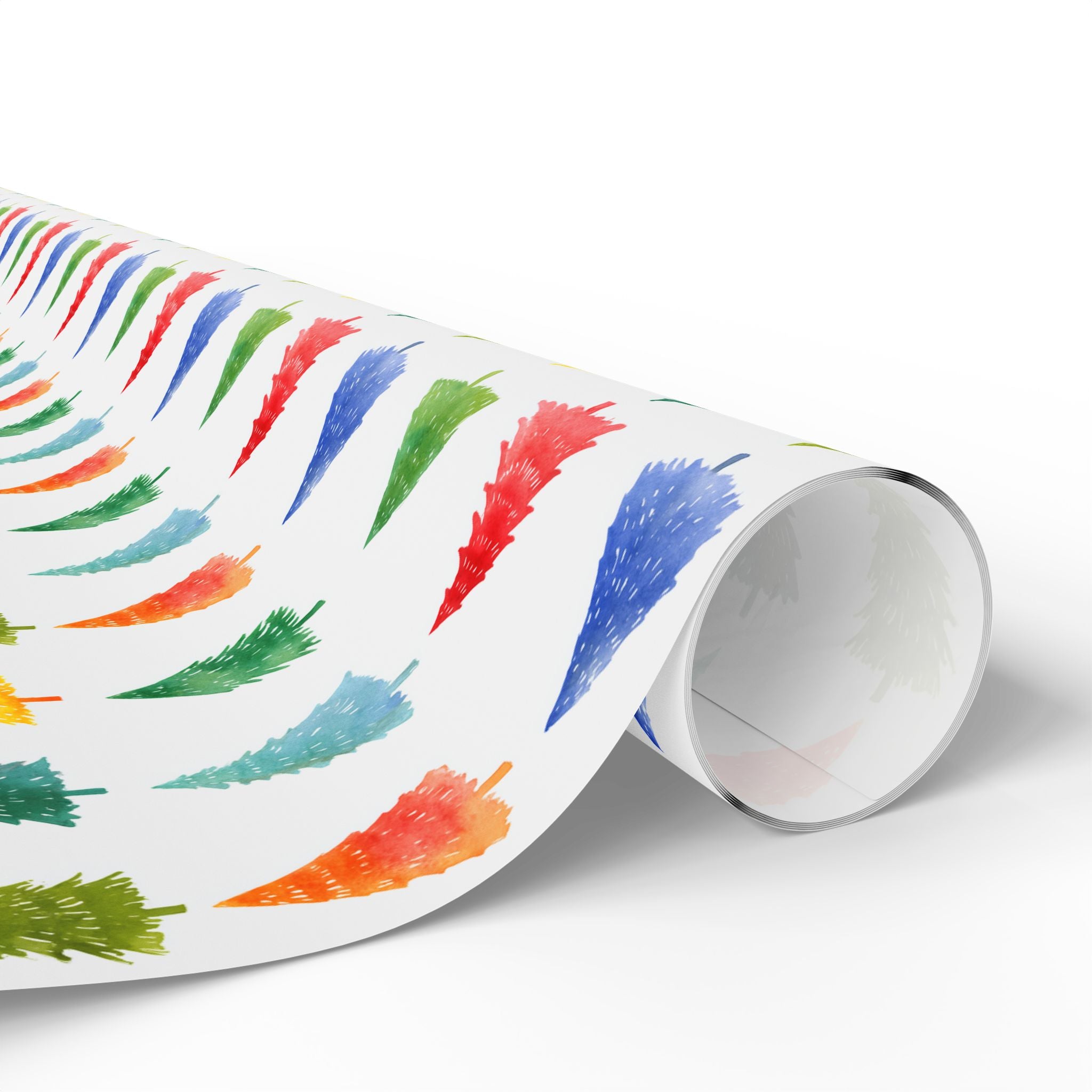 Festive Watercolor Christmas Tree Wrapping Paper - Colorful Holiday Gift Wrap