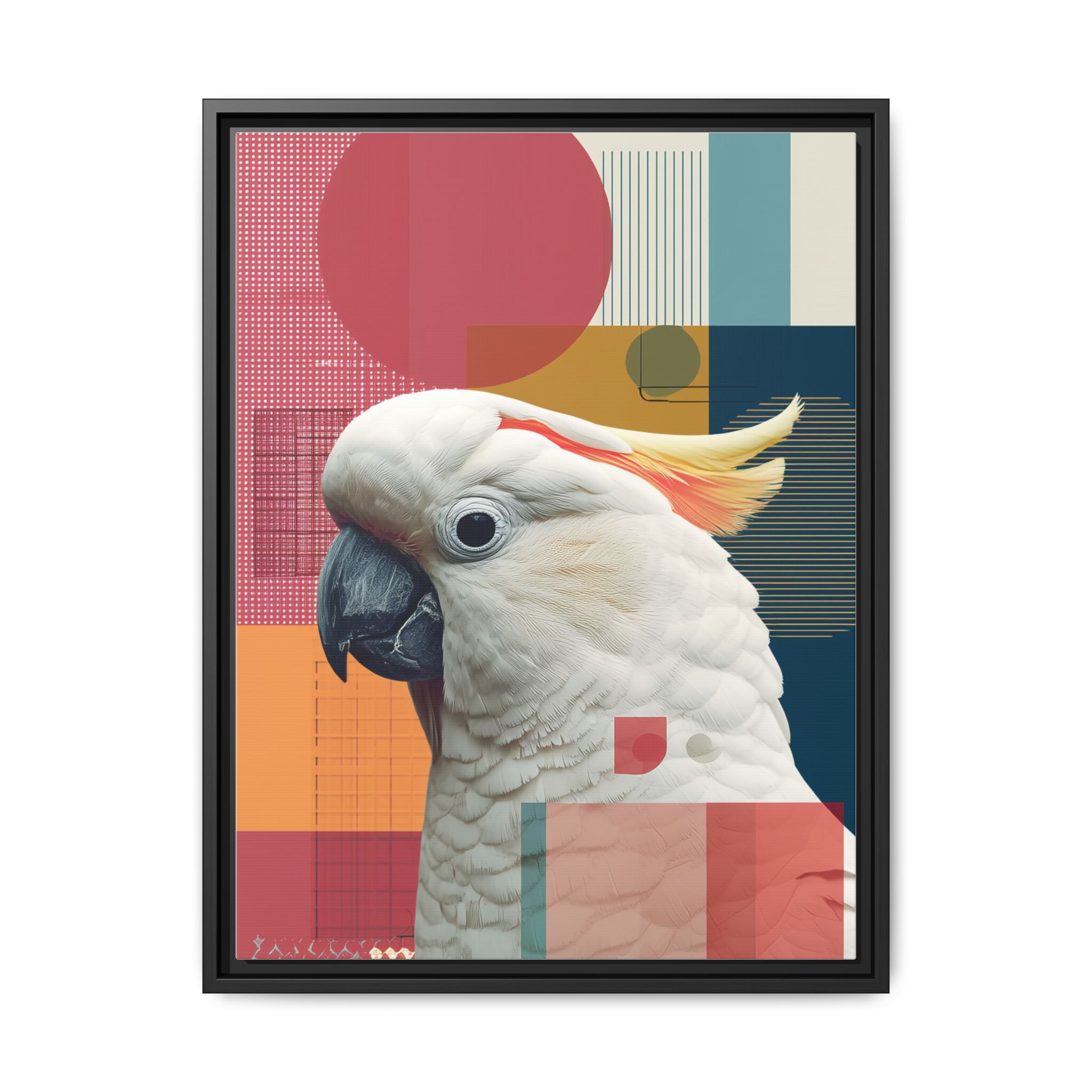 Cockatoo in Geometry: Mid-Century Modern Wildlife Art, Photorealistic Nature Print   |    Custom Orders Available
