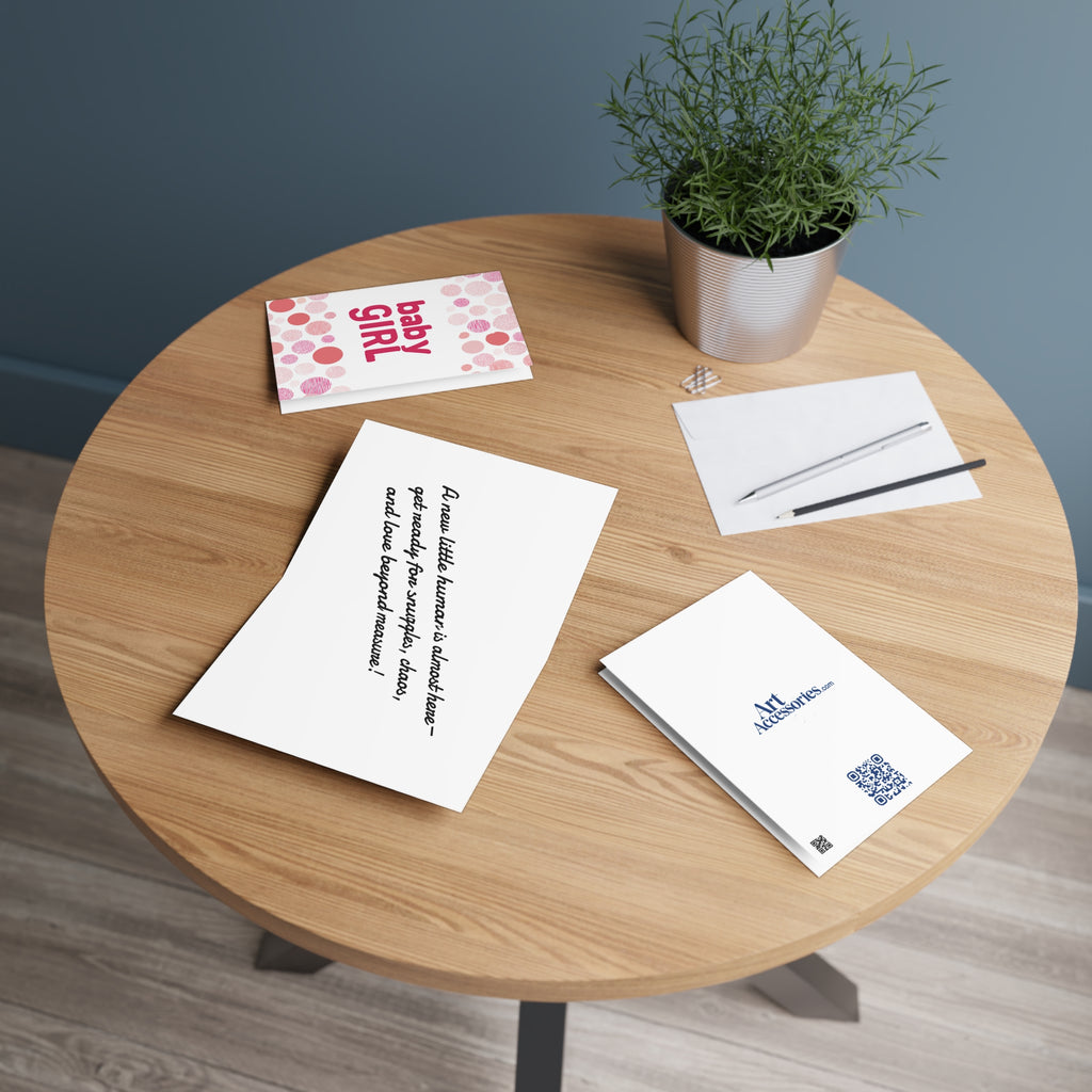 Baby Shower Greeting Cards — Cute Pink , Baby Girl , Newborn