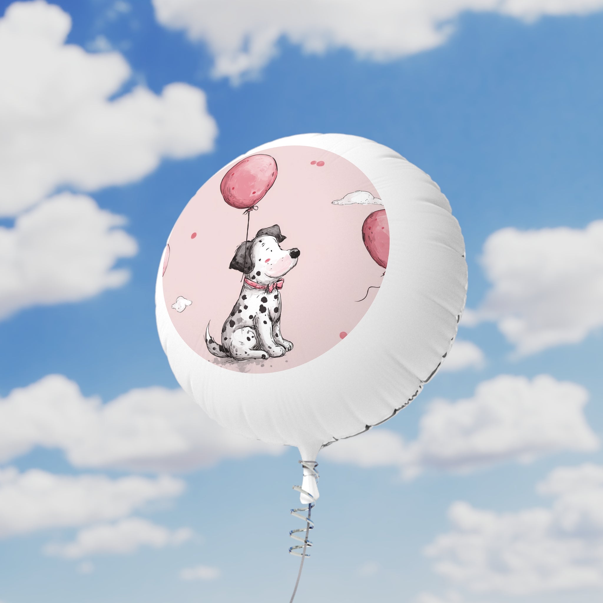 Dalmatian Puppy Balloon — Cute Pink Mylar Helium Balloon (Dog Party, Baby Shower, Birthday)