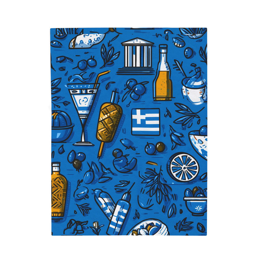 Greek Cultural Symphony Quilt Doona Duvet Cover : Aegean Blue Celebration, Mediterranean Graphic Design Mosaic   |   Custom Orders Accepted