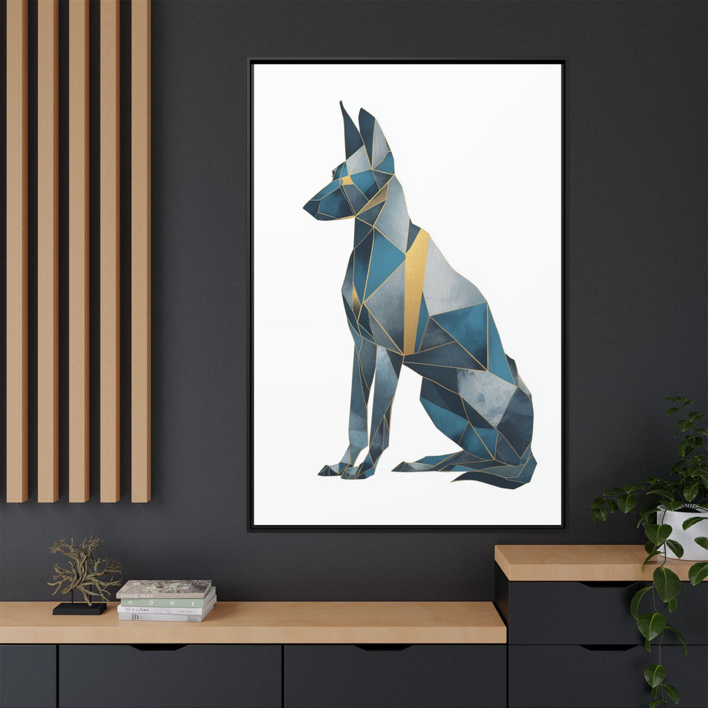 Geometric Canine Mosaic: Fractured Blue Shepherd, Modern Polygonal Art   |  Personalized & Custom Orders Available