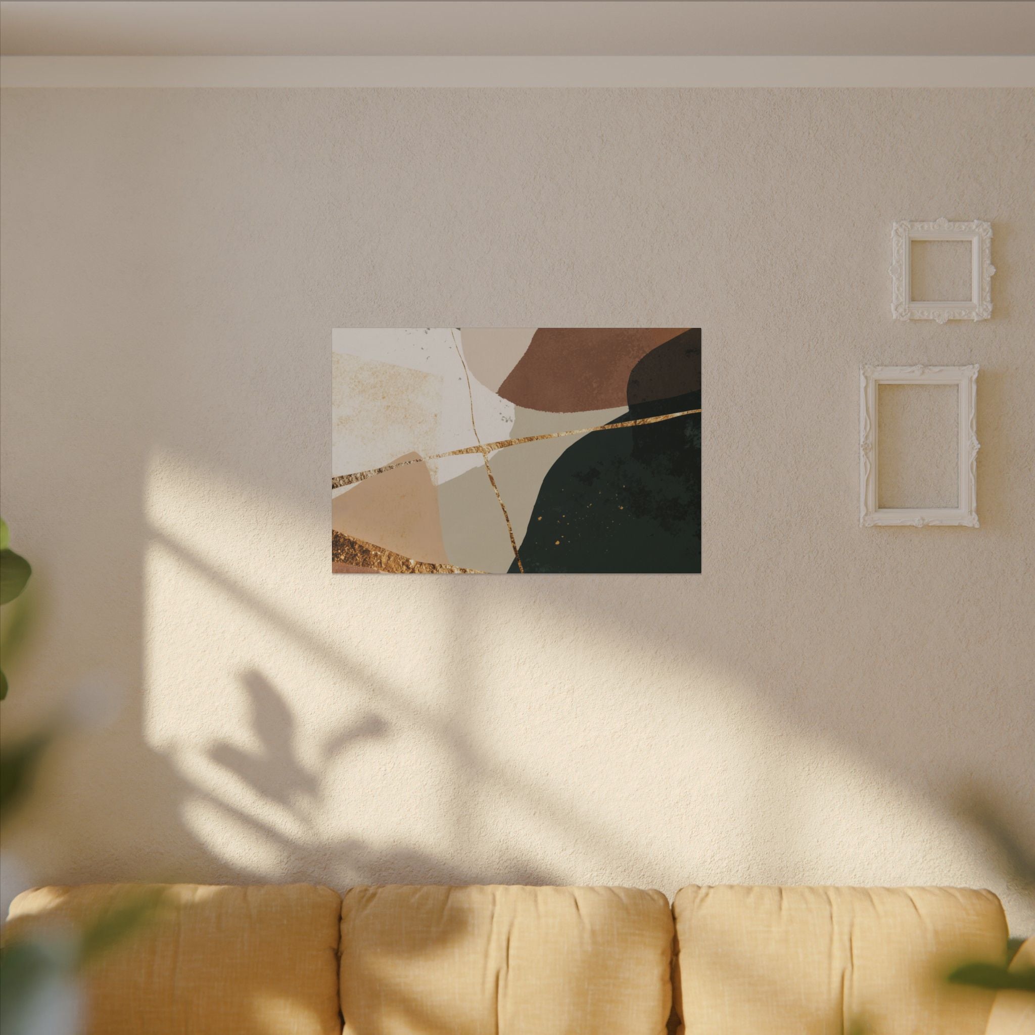 Canvas Print, Abstract Earthy Gold Wall Art, Modern Designer Home Decor, Stretched Matte Canvas; Thick, Multi-Size, Office Decor