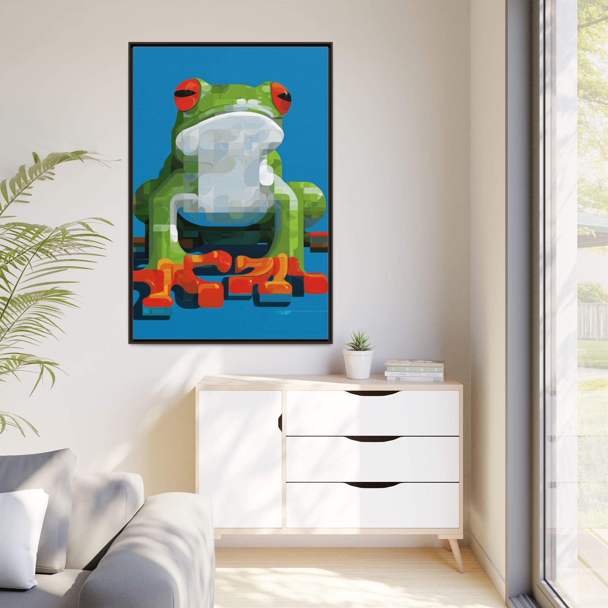 Mosaic Amphibian: Geometric Frog Portrait, Digital Pixel Art Illustration   |    Custom Orders Available
