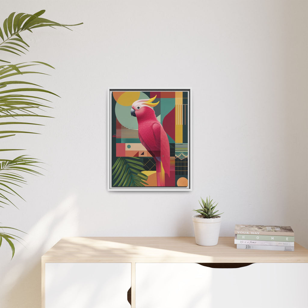 Geometric Cockatoo Framed Print: Mid-Century Modern Bird Art, Contemporary Graphic Print   |  Personalized & Custom Orders Available