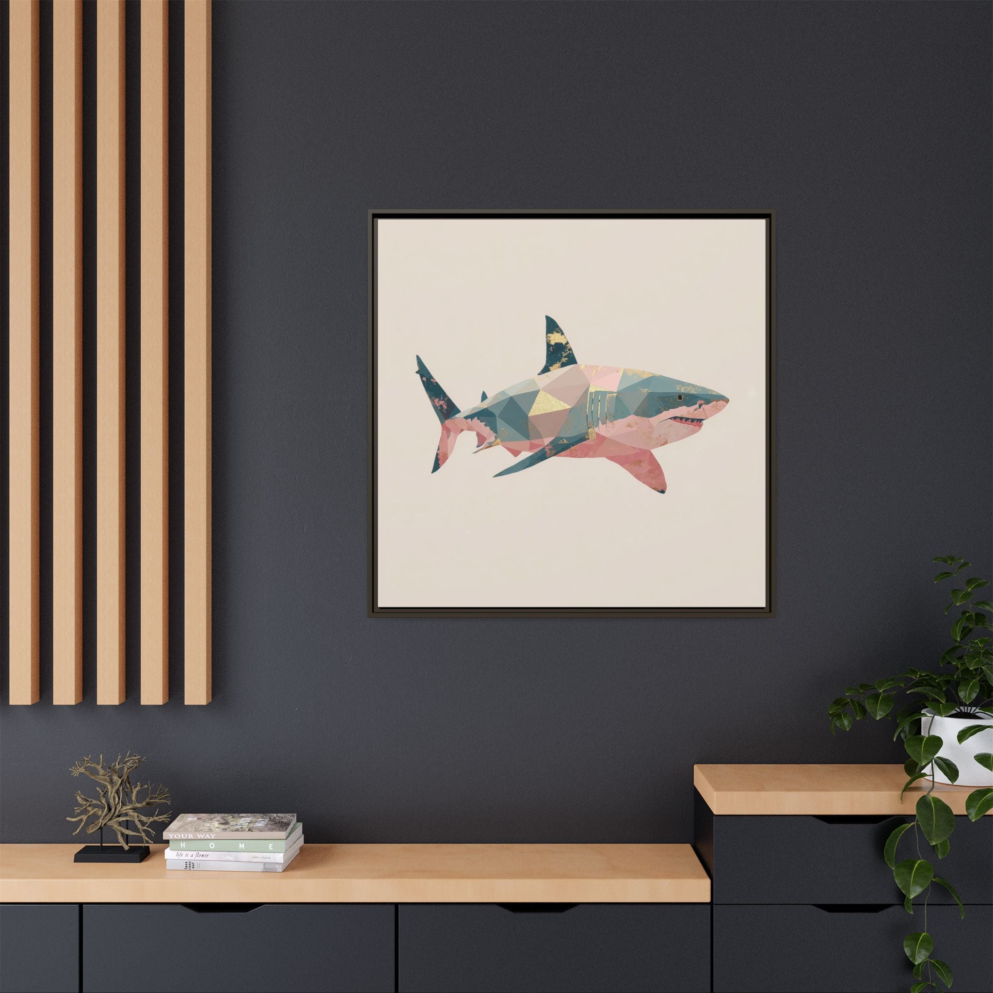 Geometric Shark Spectrum: Polygonal Marine Predator, Abstract Metallic Design   |  Personalized & Custom Orders Available