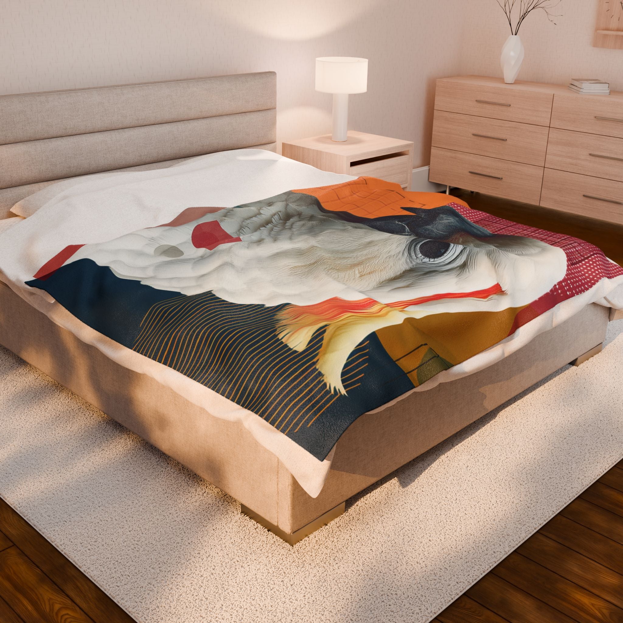 Cockatoo in Geometric Harmony Quilt Cover, Doona Cover, Duvet : Wildlife Art Print, Modern Abstract Decor   |    Custom Orders Available