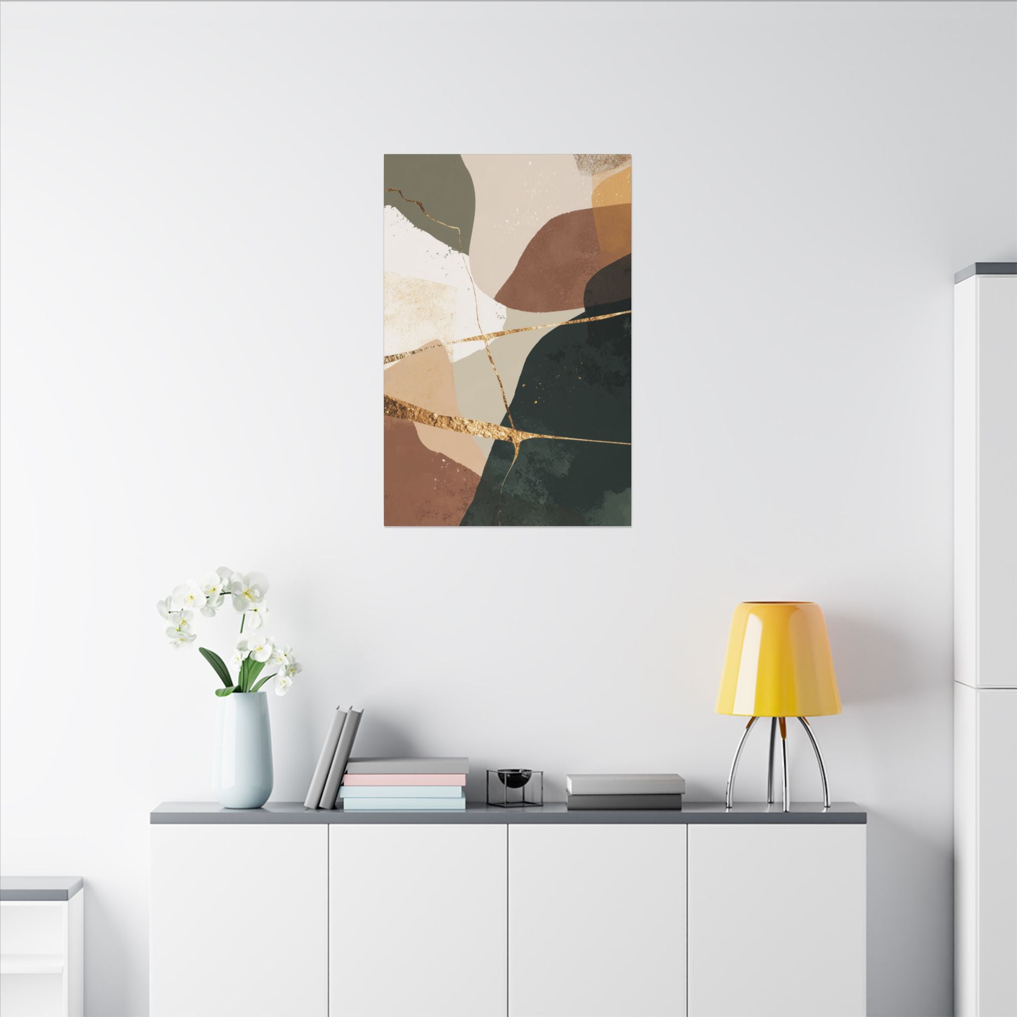 Canvas Print, Abstract Earthy Gold Wall Art, Modern Designer Home Decor, Stretched Matte Canvas; Thick, Multi-Size, Office Decor
