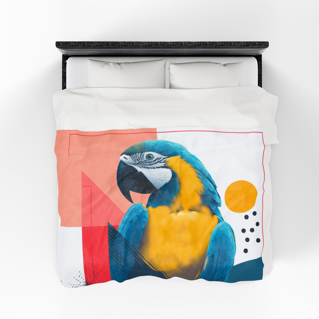 Feathered Geometry Quilt Cover, Doona Cover, Duvet : Modern Macaw Portrait, Abstract Graphic Design Poster   |    Custom Orders Available