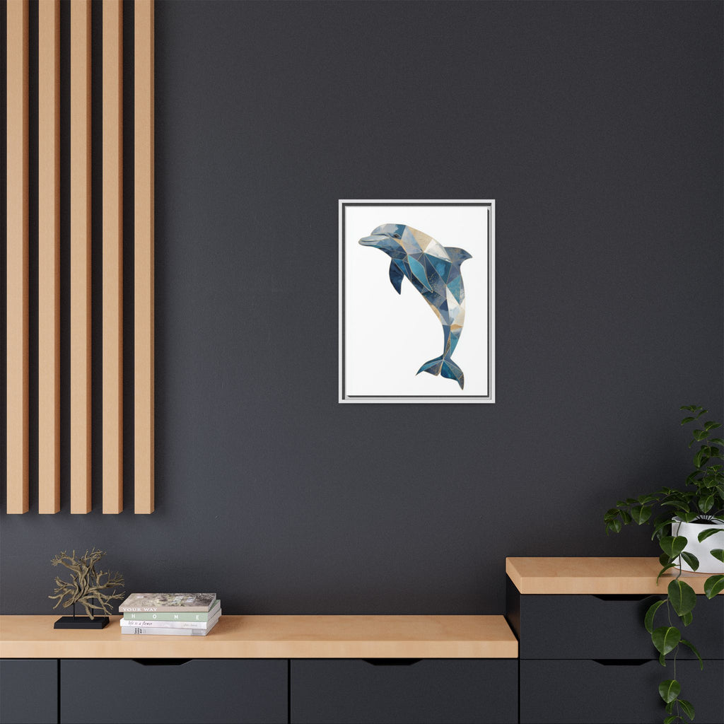 Geometric Dolphin Mosaic Framed Print , Contemporary Marine Art   |  Personalized & Custom Orders Available