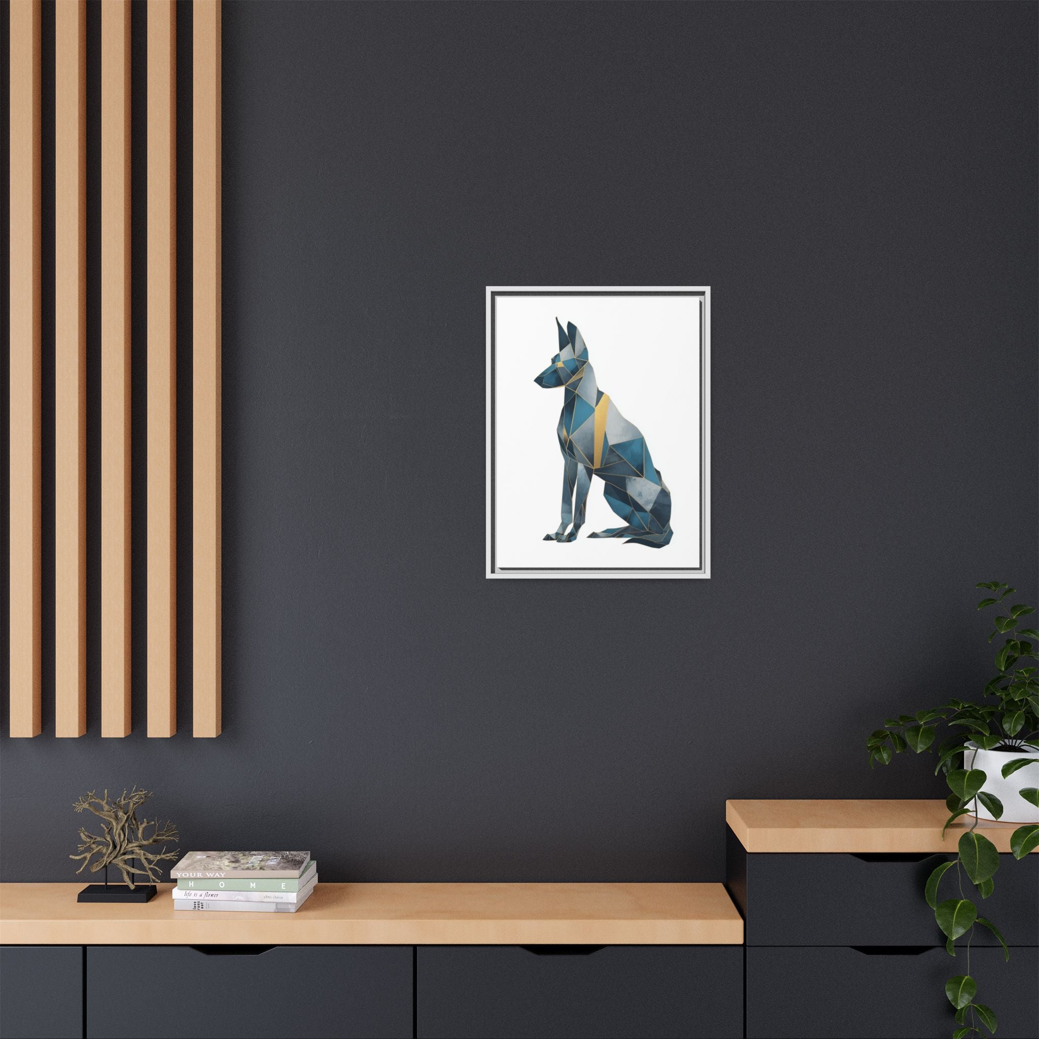 Geometric Canine Mosaic: Fractured Blue Shepherd, Modern Polygonal Art   |  Personalized & Custom Orders Available