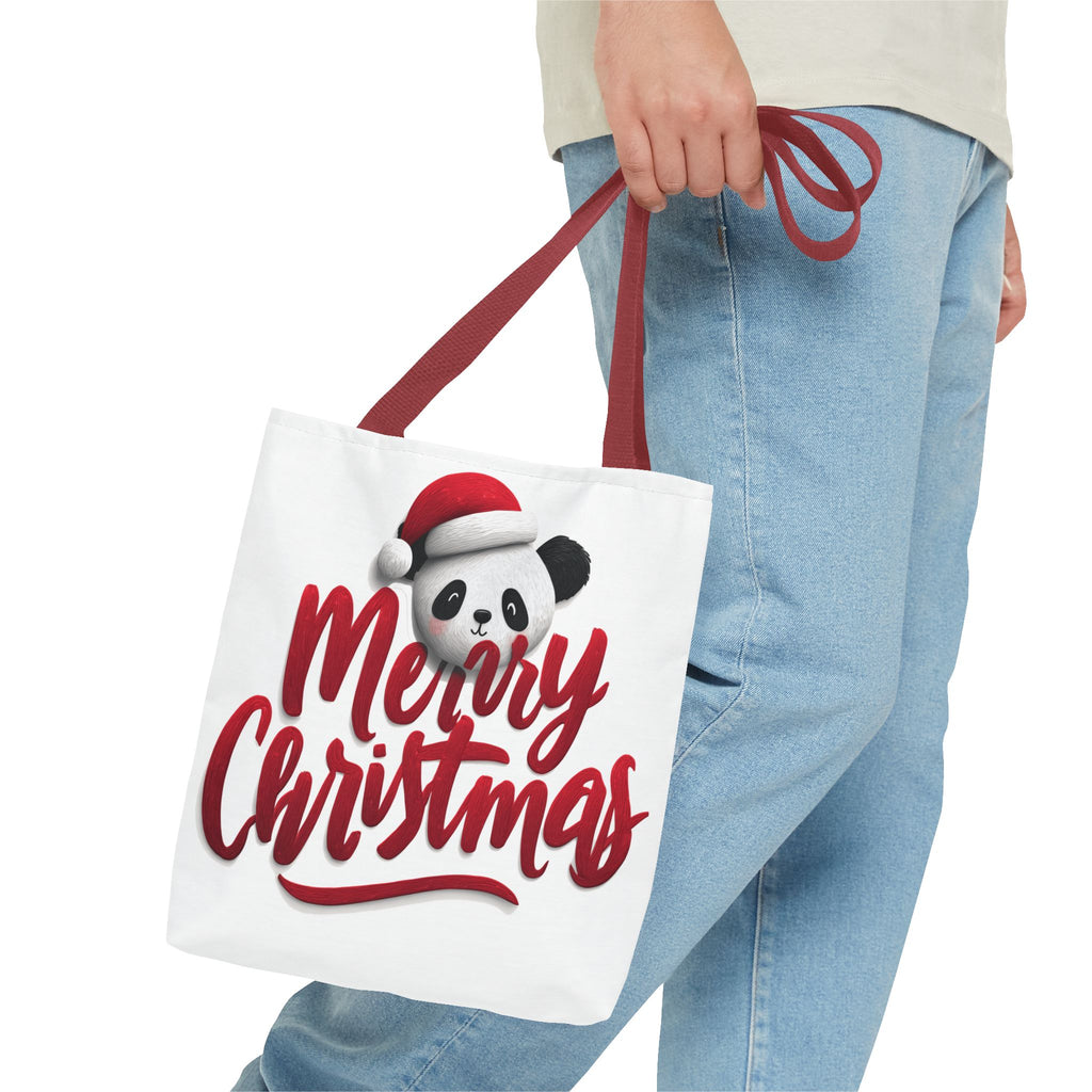 Cute Panda Merry Christmas Tote Bag (AOP)   |   Secret Santa , Christmas Gift, Unique Gift Ideas