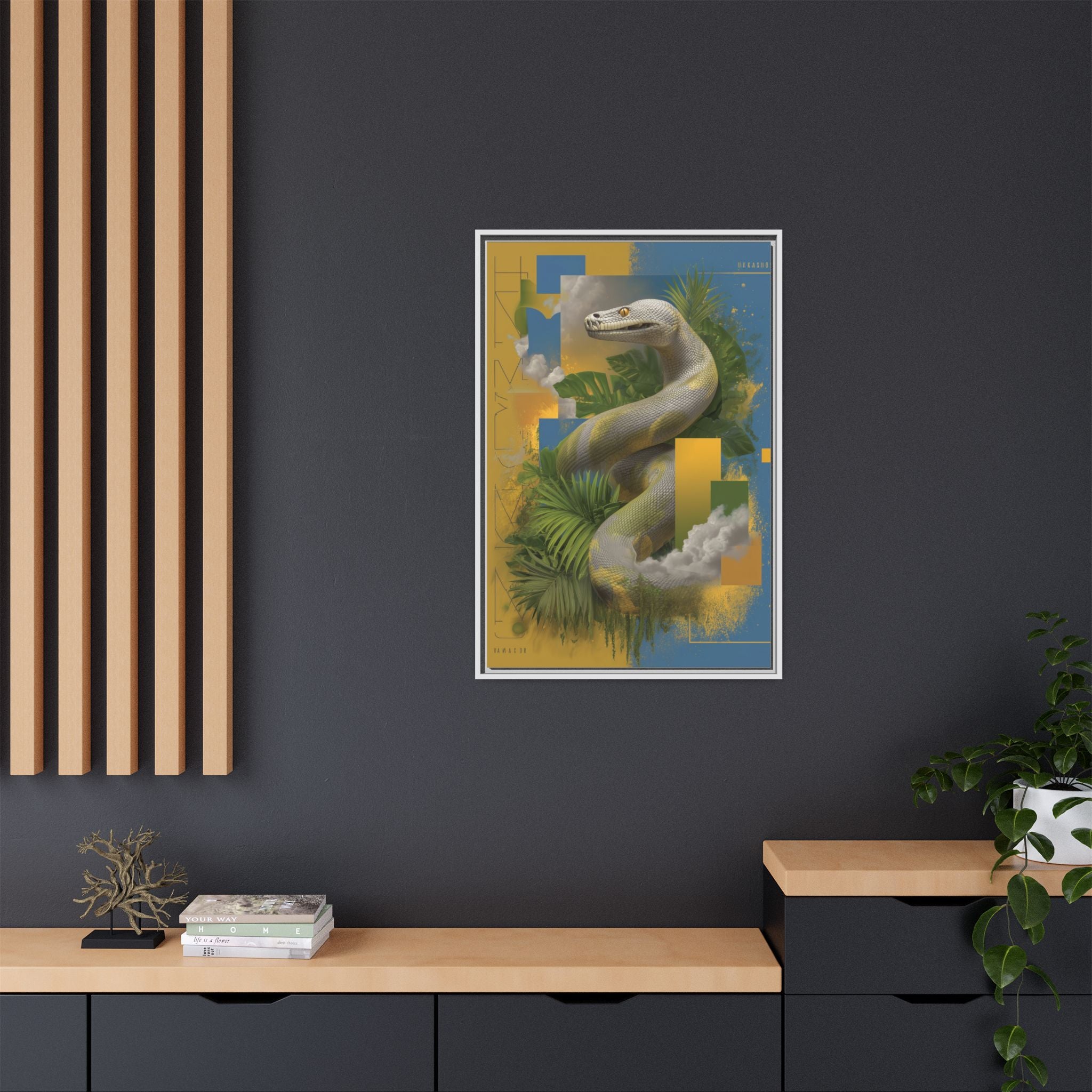 Serpent of Surreal Geometries: Tropical Hyperrealism, Digital Snake Illustration   |    Custom Orders Available