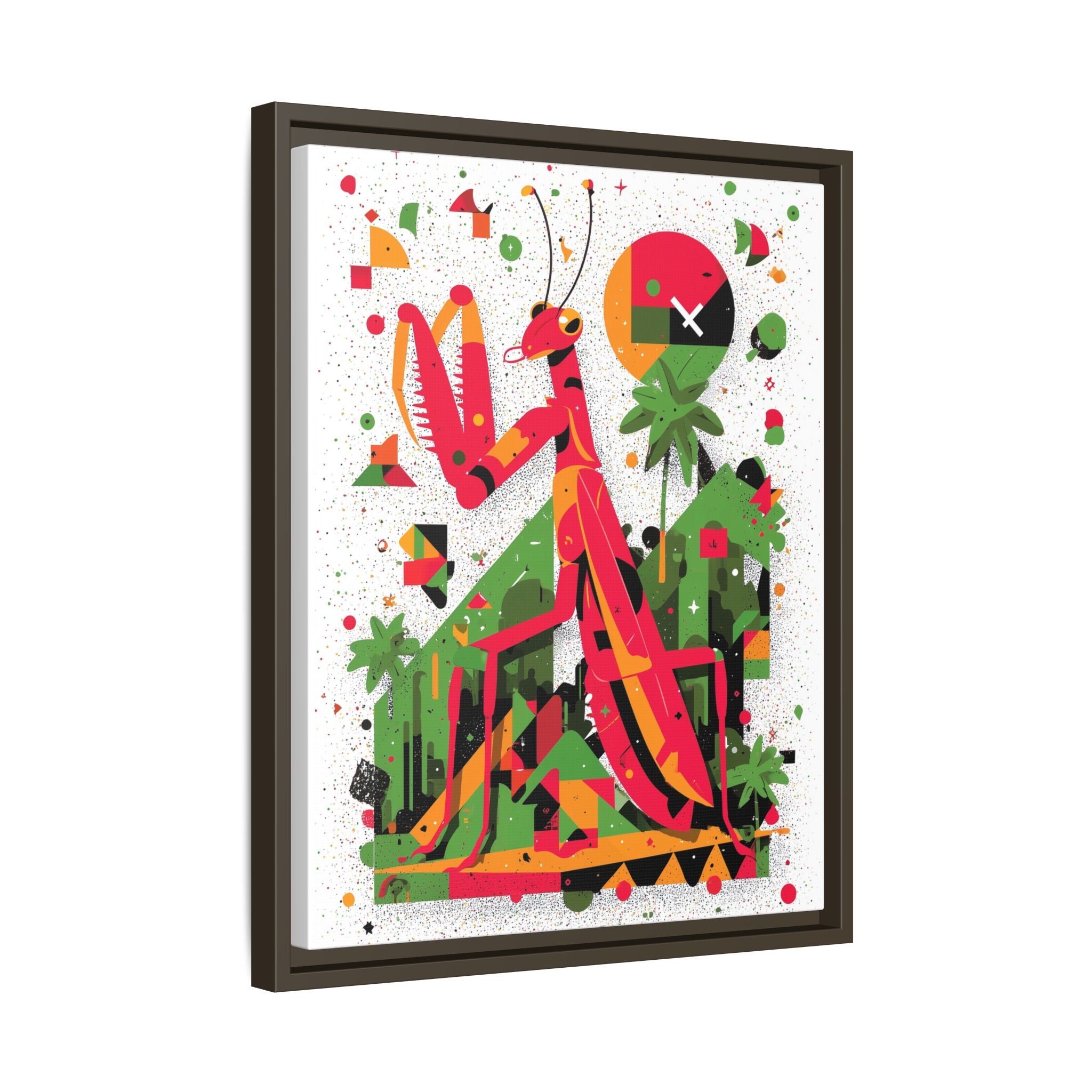 Praying Mantis Framed Print Geometric : Abstract Modernist Insect Art, Graphic Design Composition   |   Custom Orders Available