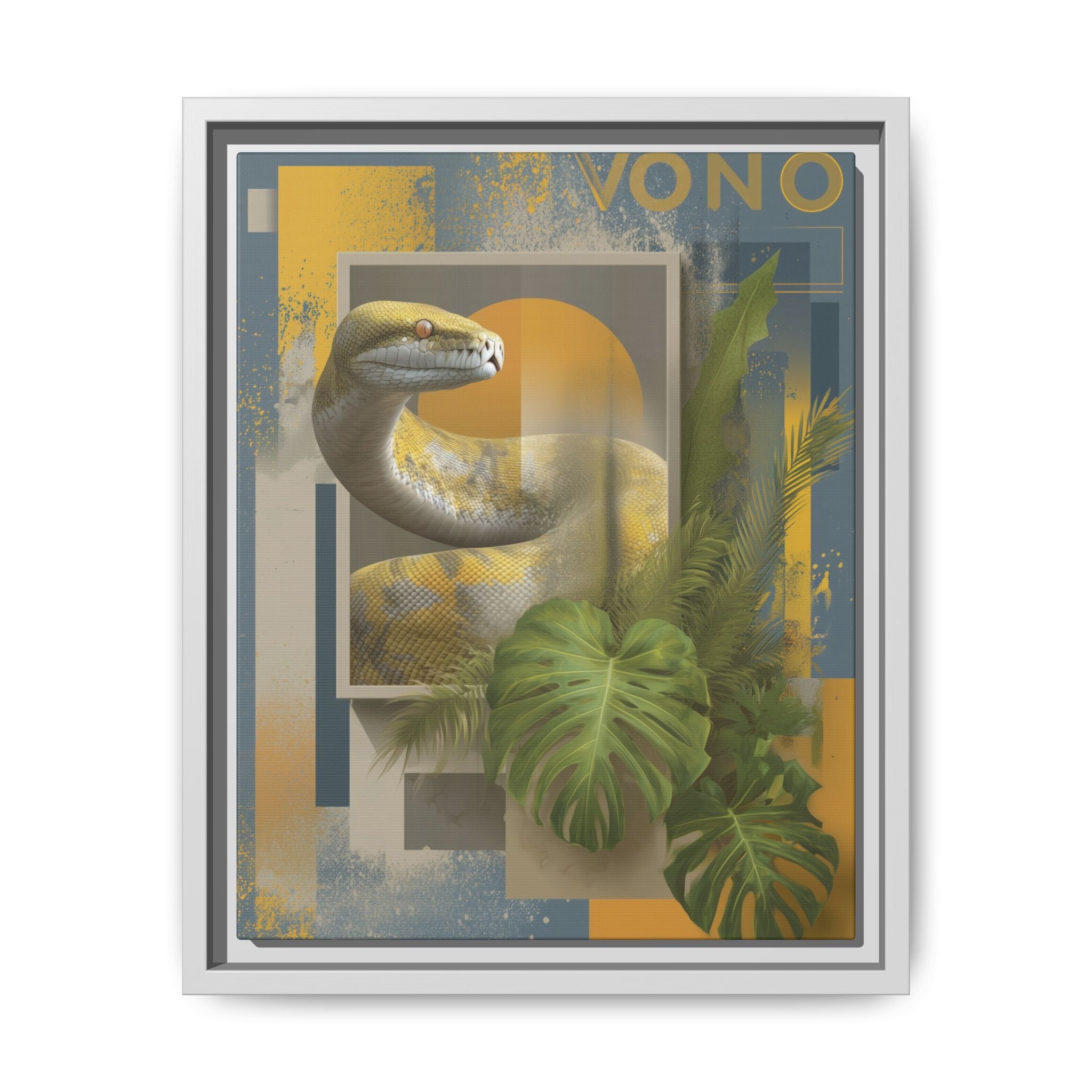 Serpent of Geometric Dimensions: Tropical Vono Design, Abstract Wildlife Art   |  Personalized & Custom Orders Available