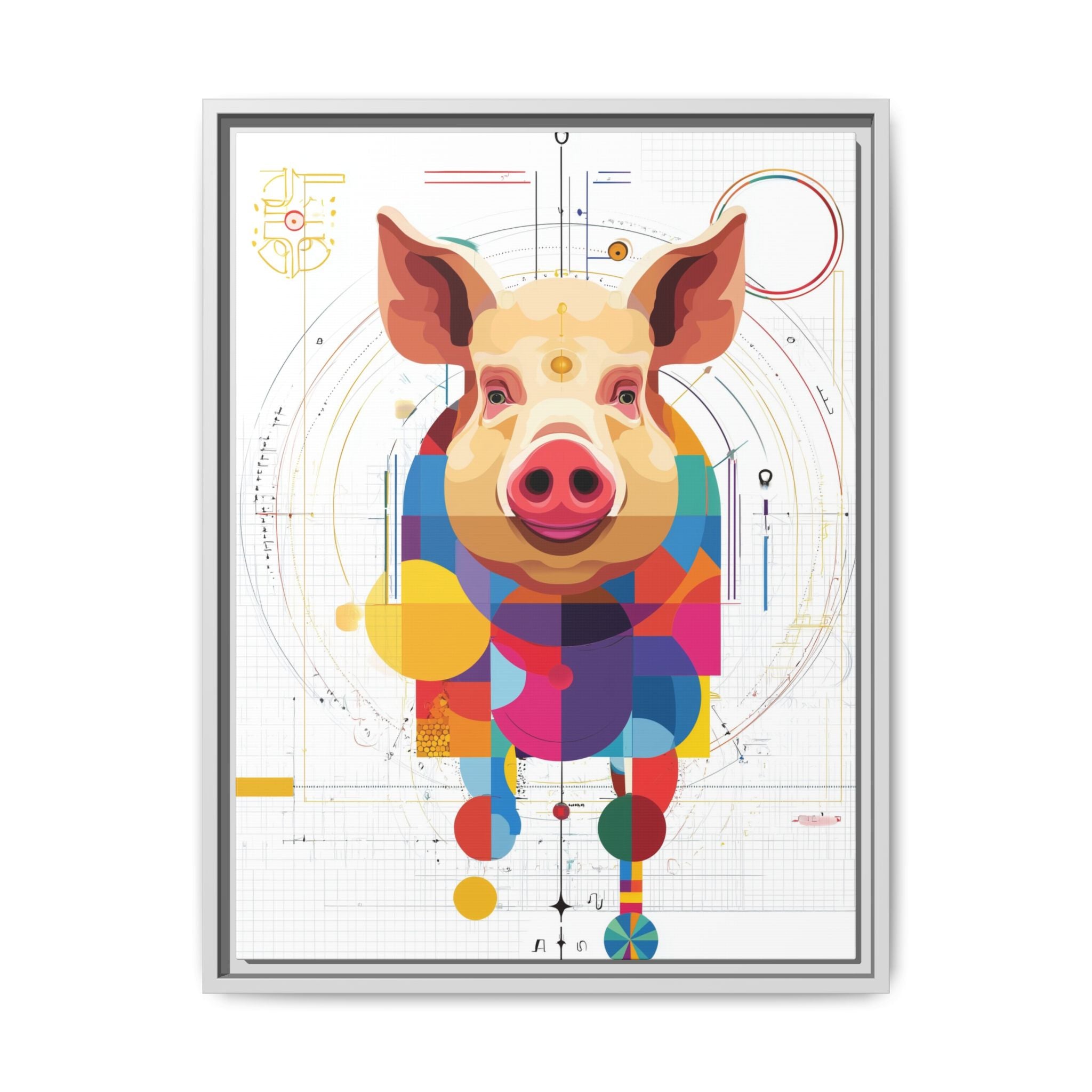 Geometric Pig: Digital Cubist Portrait, Mathematical Animal Abstraction   |    Custom Orders Available