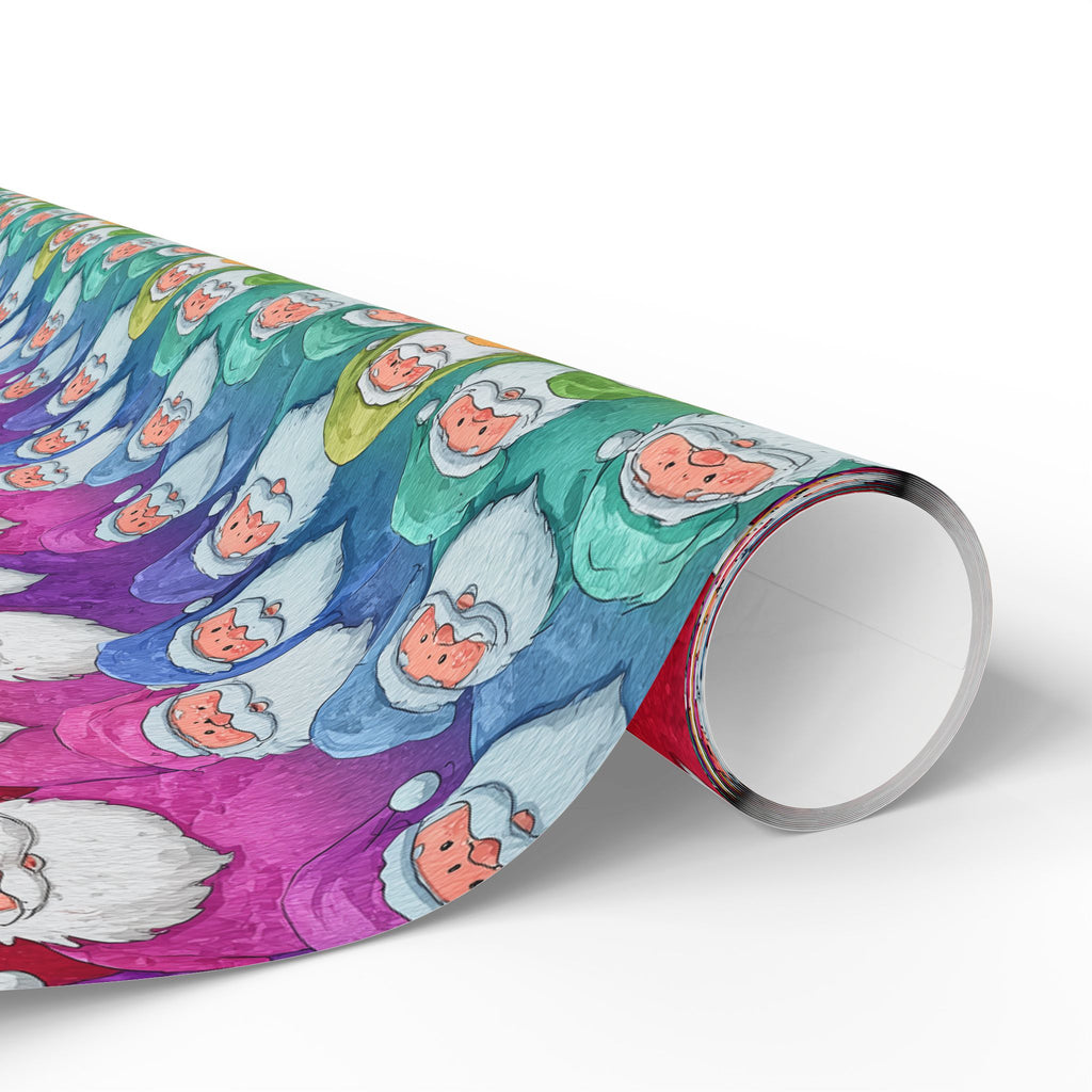 Bold Colorful Santa Pattern Wrapping Paper Roll — Colorful Rainbow Holiday Gift Wrap