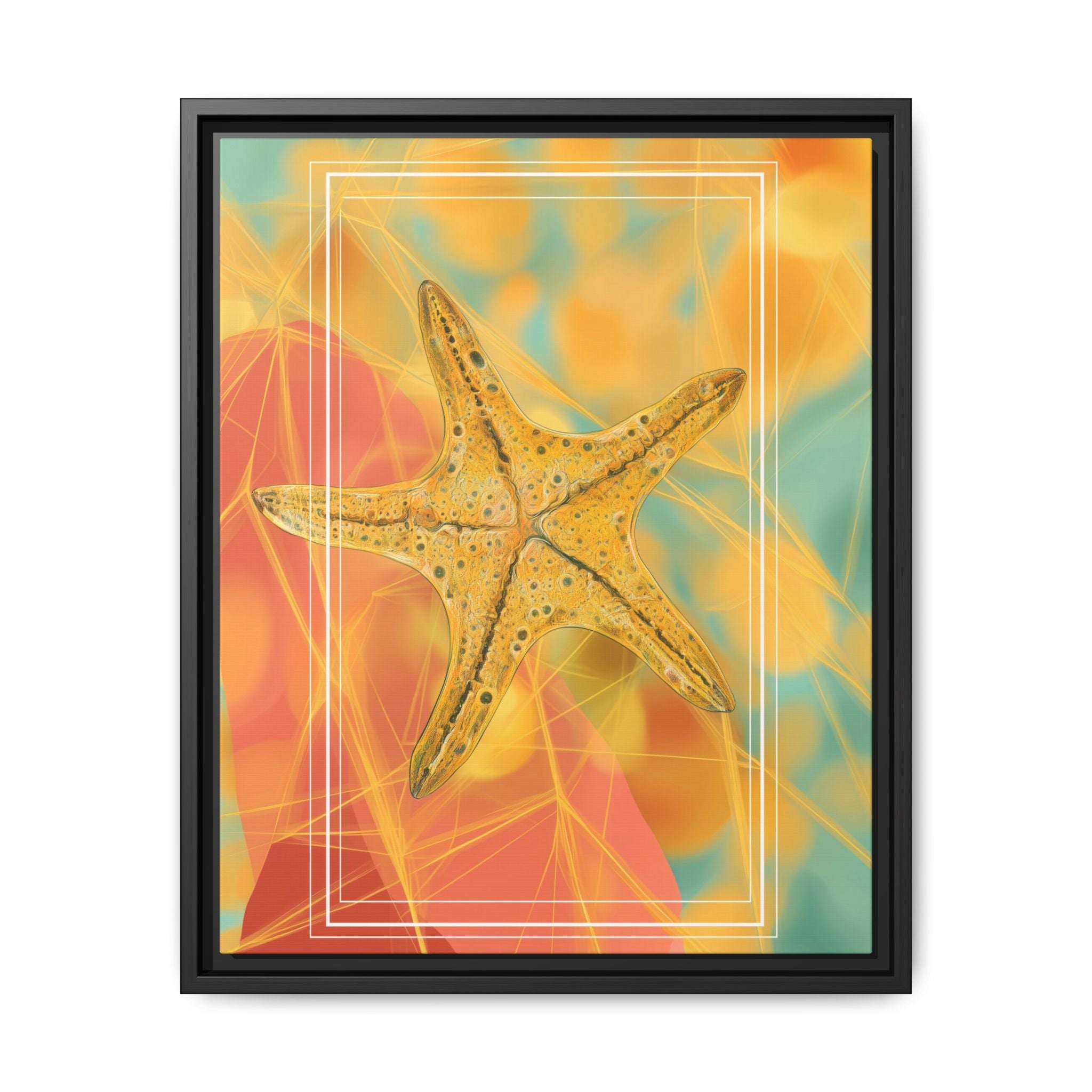Celestial Starfish: Marine Geometry in Golden Hues, Tropical Oceanic Texture   |    Custom Orders Available
