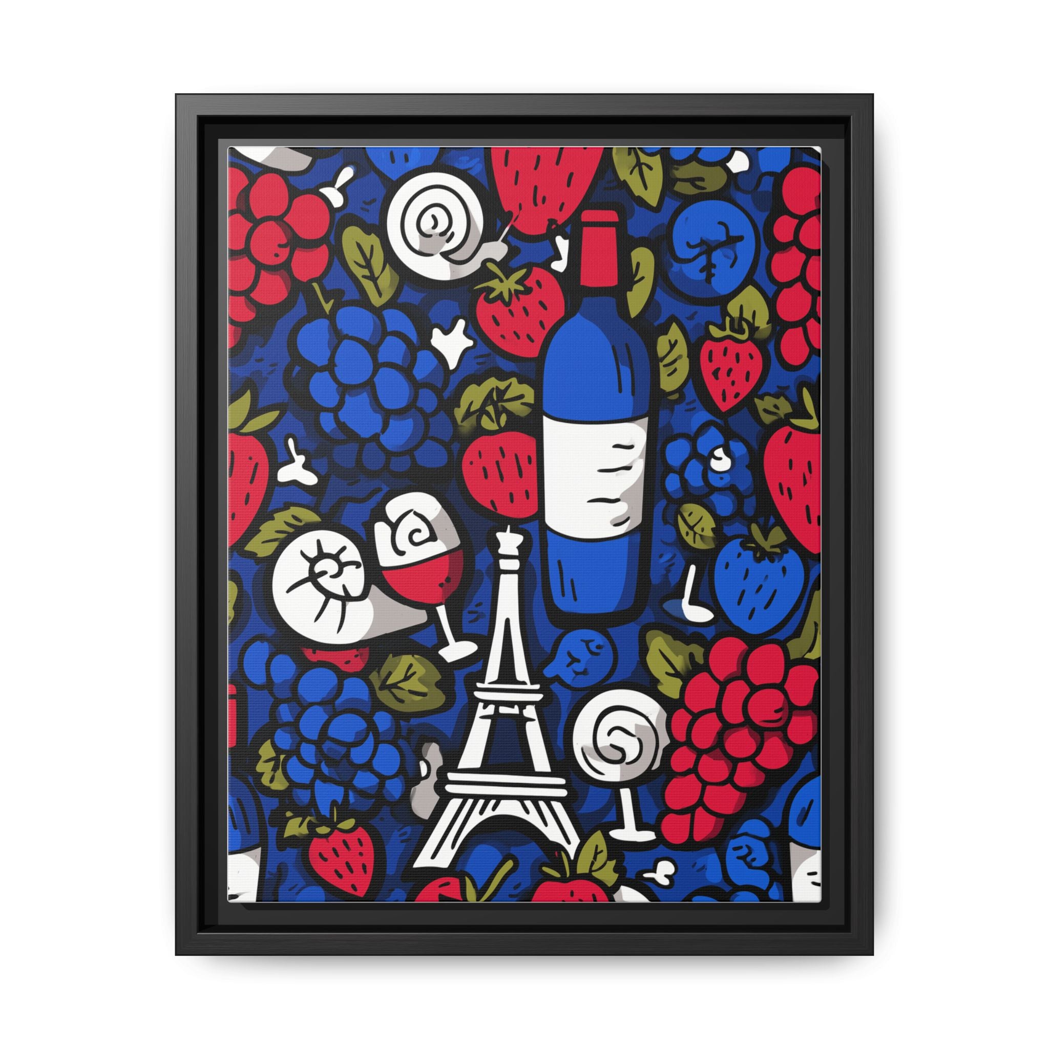 French Wine & Fruit Matte Canvas Art — Framed Paris Kitchen Print