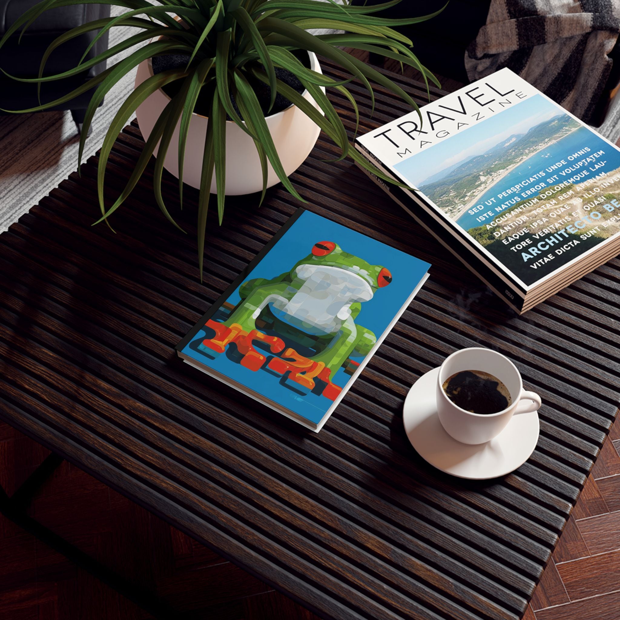 Personalized Geometric Frog Journal :Contemporary Amphibian Illustration Personalized Journal   |     Custom Orders Accepted