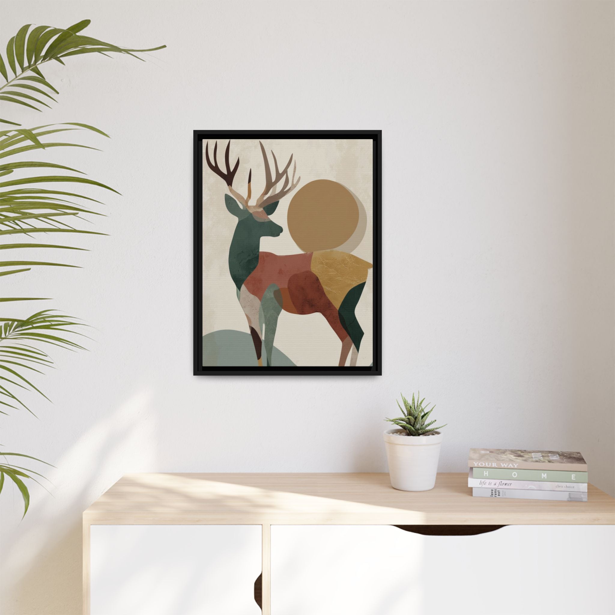 Geometric Deer Mosaic Framed Print : Modern Abstract Wildlife Art, Minimalist Nature Print   |  Personalized & Custom Orders Available