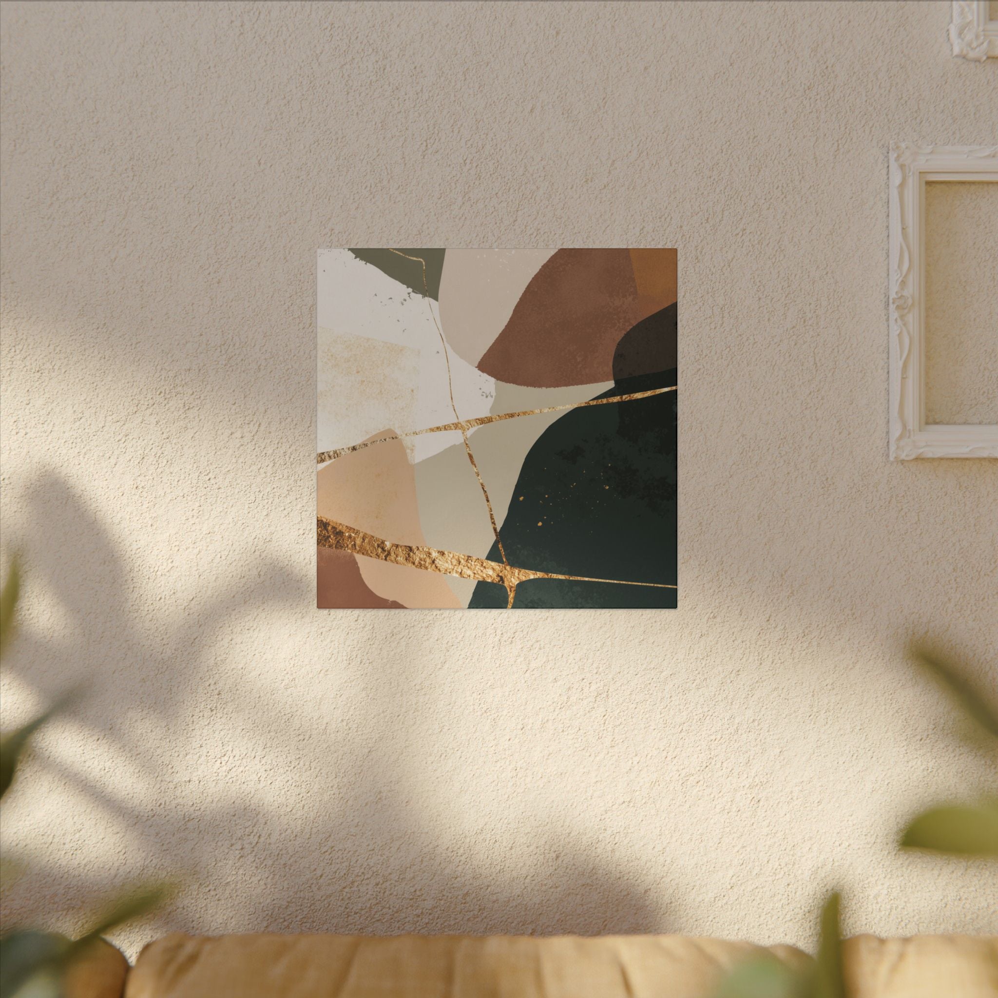 Canvas Print, Abstract Earthy Gold Wall Art, Modern Designer Home Decor, Stretched Matte Canvas; Thick, Multi-Size, Office Decor