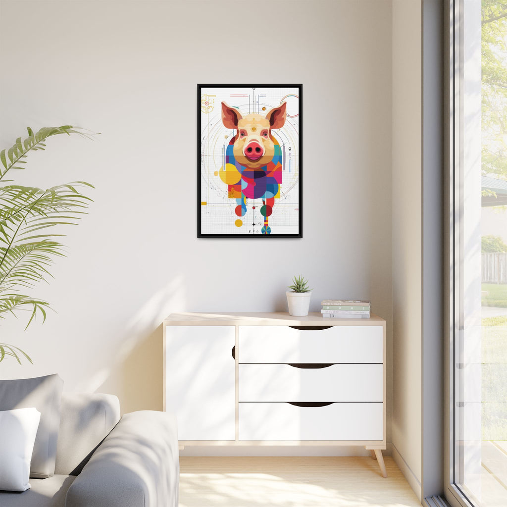 Geometric Pig: Digital Cubist Portrait, Mathematical Animal Abstraction   |    Custom Orders Available